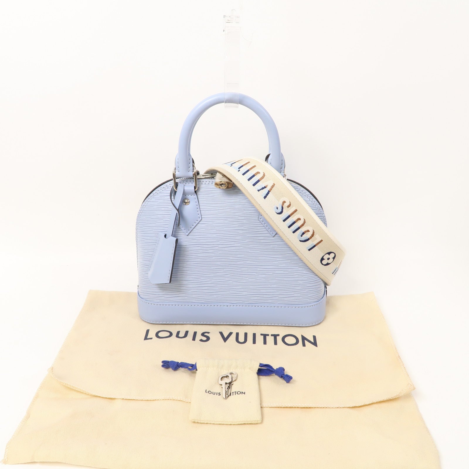LOUIS VUITTON EPI Alma BB 銀扣Hand Bag淺藍色
