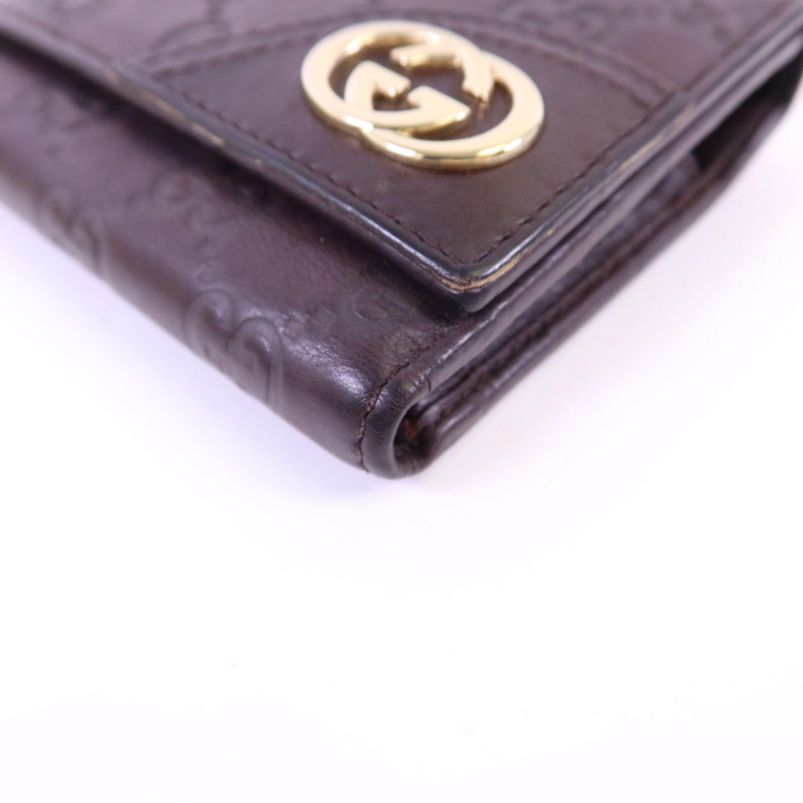 GUCCI 【激減優惠】牛皮皮革GG Trifold Wallet金扣錢包