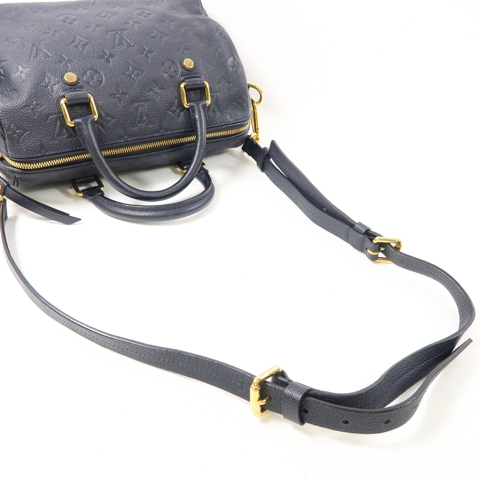 LOUIS VUITTON Monogram Empreinte Speedy 25金扣手挽肩背兩用袋黑色
