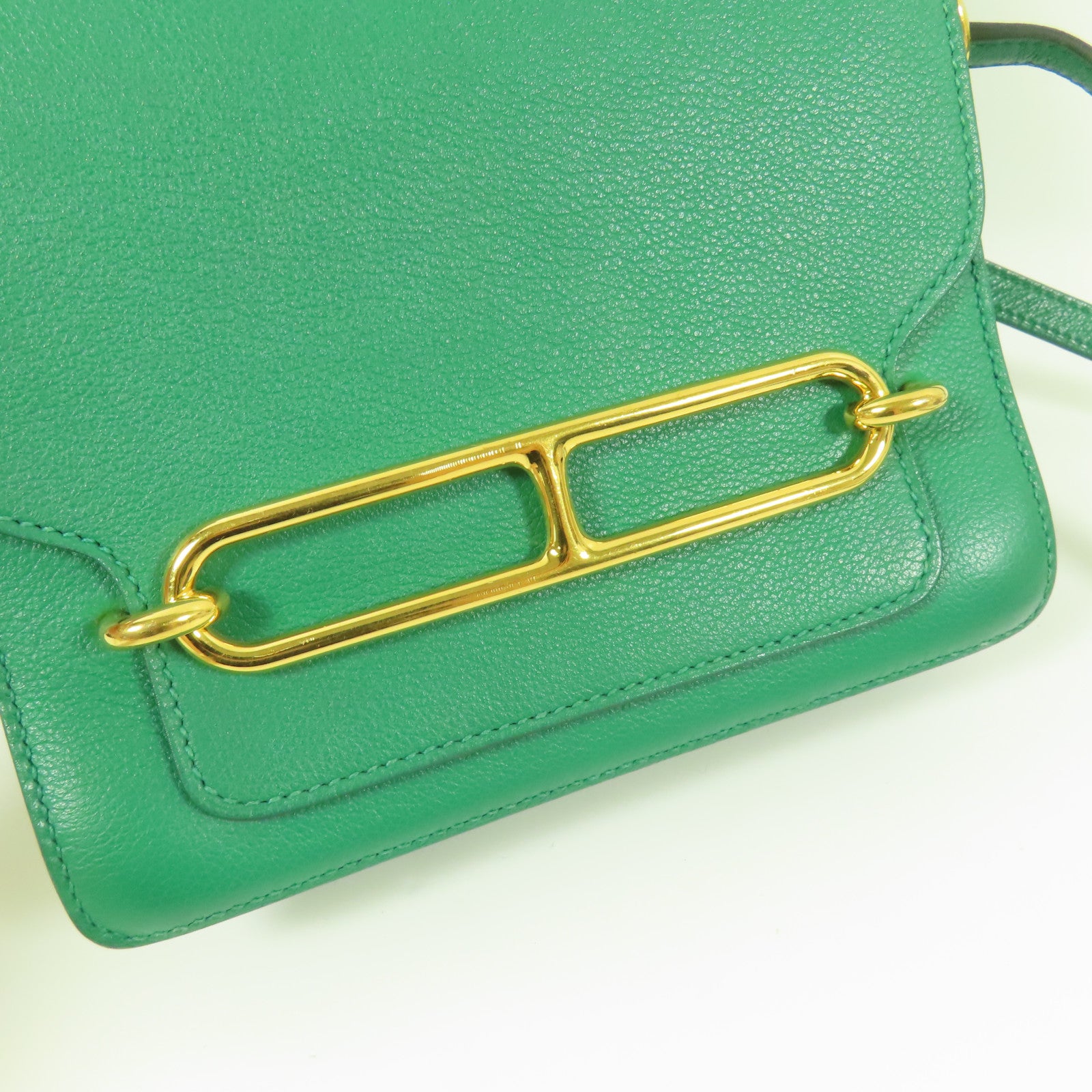 HERMES Clemence皮革Mini Roulis 金扣肩背袋Mentha