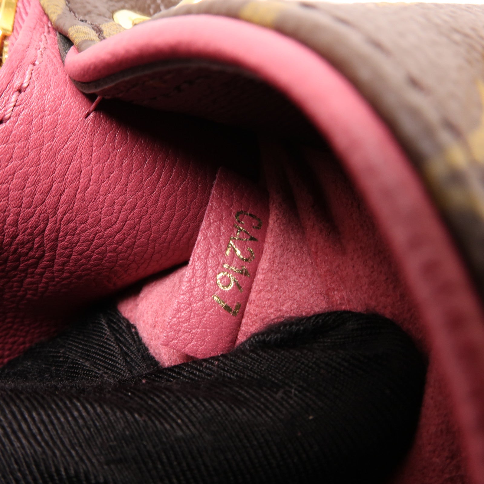 LOUIS VUITTON Monogram Pallas BB金扣手挽肩背兩用袋棕色/紅色