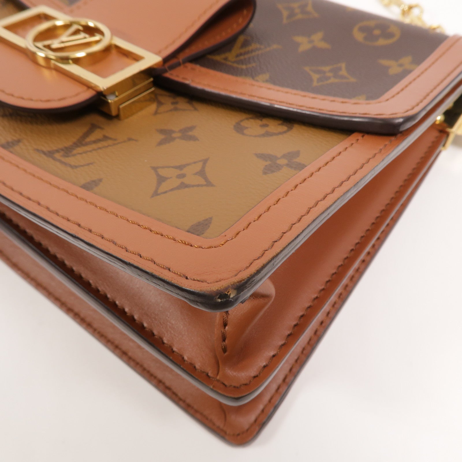 LOUIS VUITTON Monogram/Monogram Reverse Dauphine MM鏈帶手挽肩背兩用袋