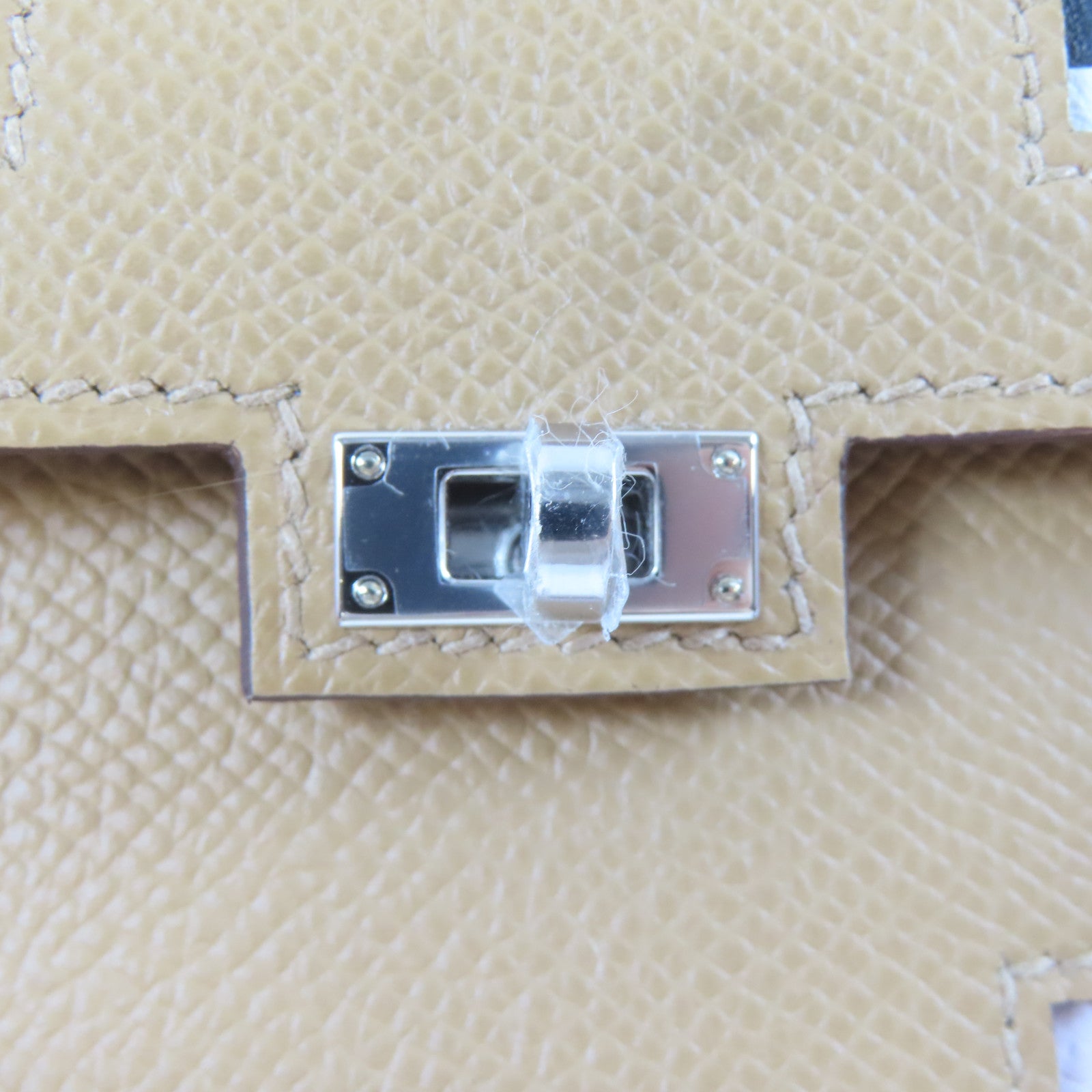 HERMES Epsom皮革Kelly Doll銀扣手挽肩背兩用袋Biscuit/啡色