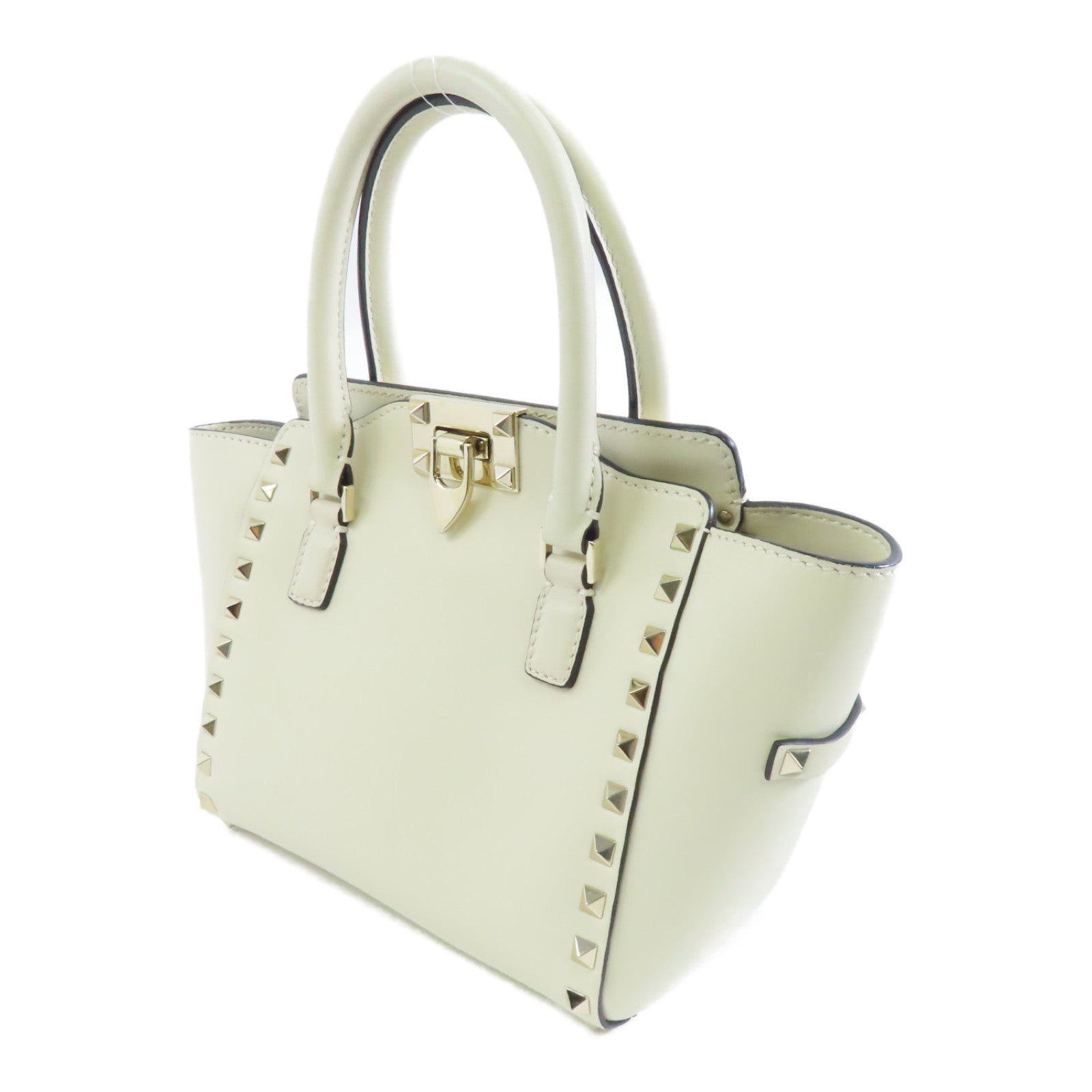 Valentino 牛皮皮革2Way Shoulder金扣手挽肩背兩用袋白色