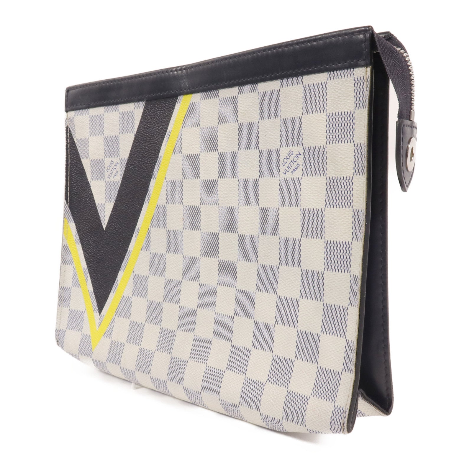 LOUIS VUITTON Damier Azur Pochette Voyage Clutch銀扣手拿包
