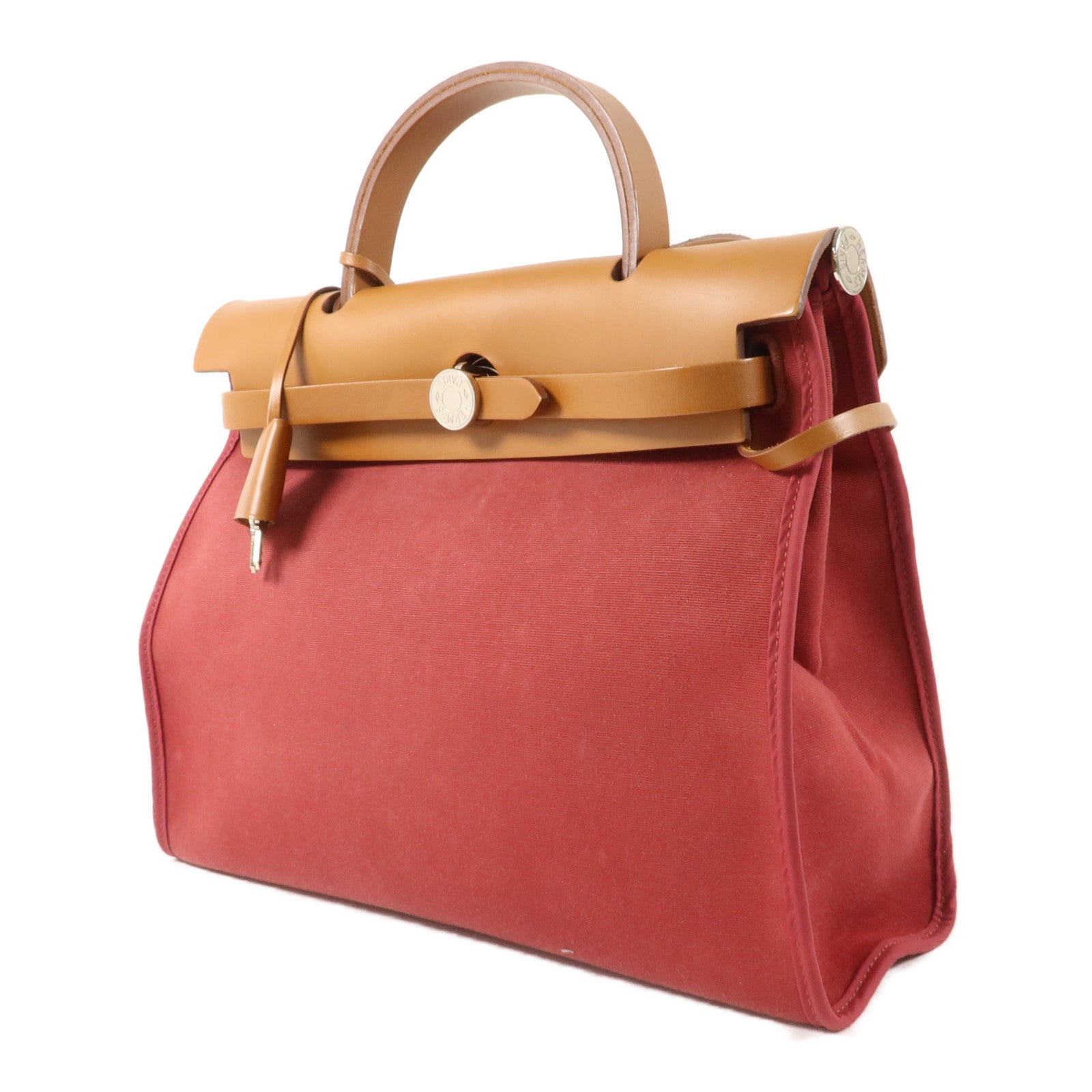 HERMES 帆布Herbag PM手挽肩背兩用袋Rubis/Fauve