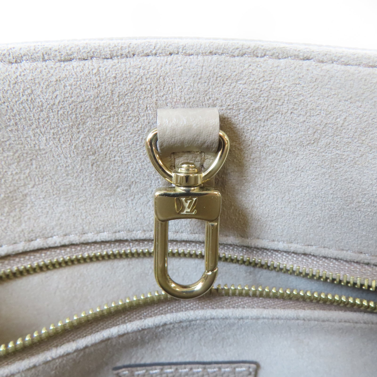 LOUIS VUITTON Monogram Empreinte On The Go PM金扣手挽肩背兩用袋淺褐色