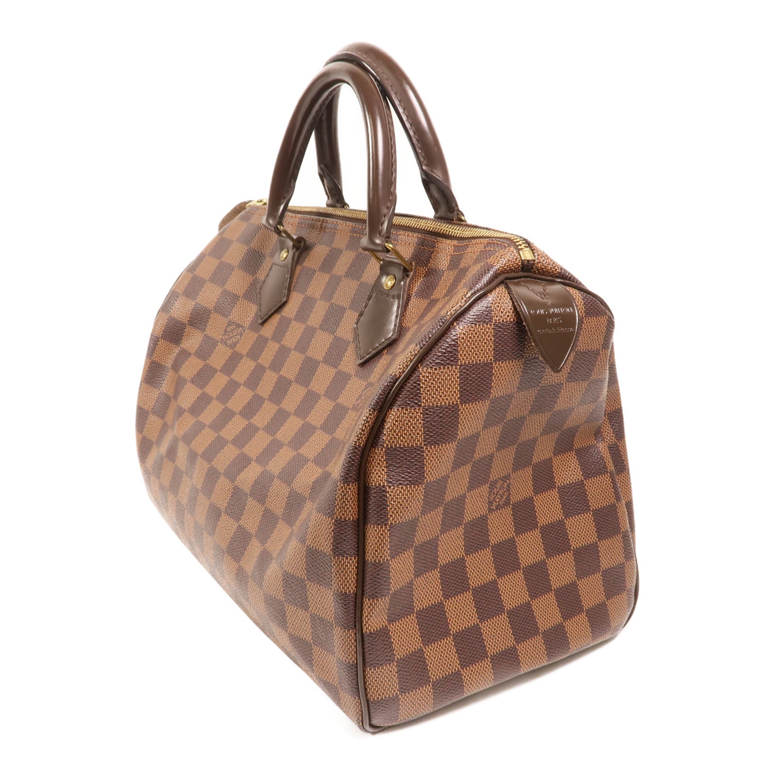 LOUIS VUITTON Damier Speedy 30金扣手挽袋