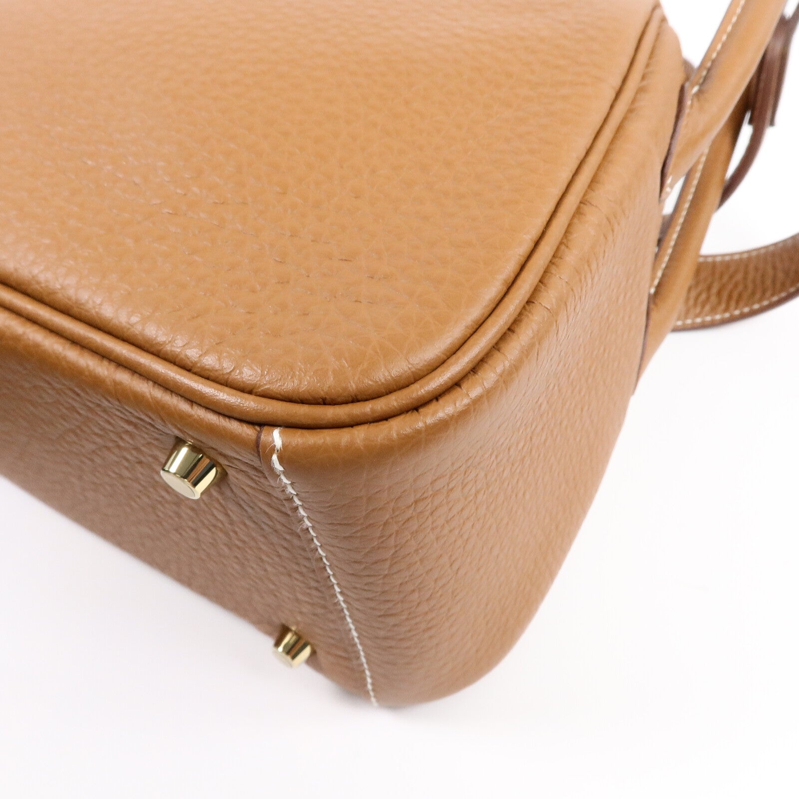 HERMES Clemence皮革Mini Lindy手挽肩背兩用袋Gold