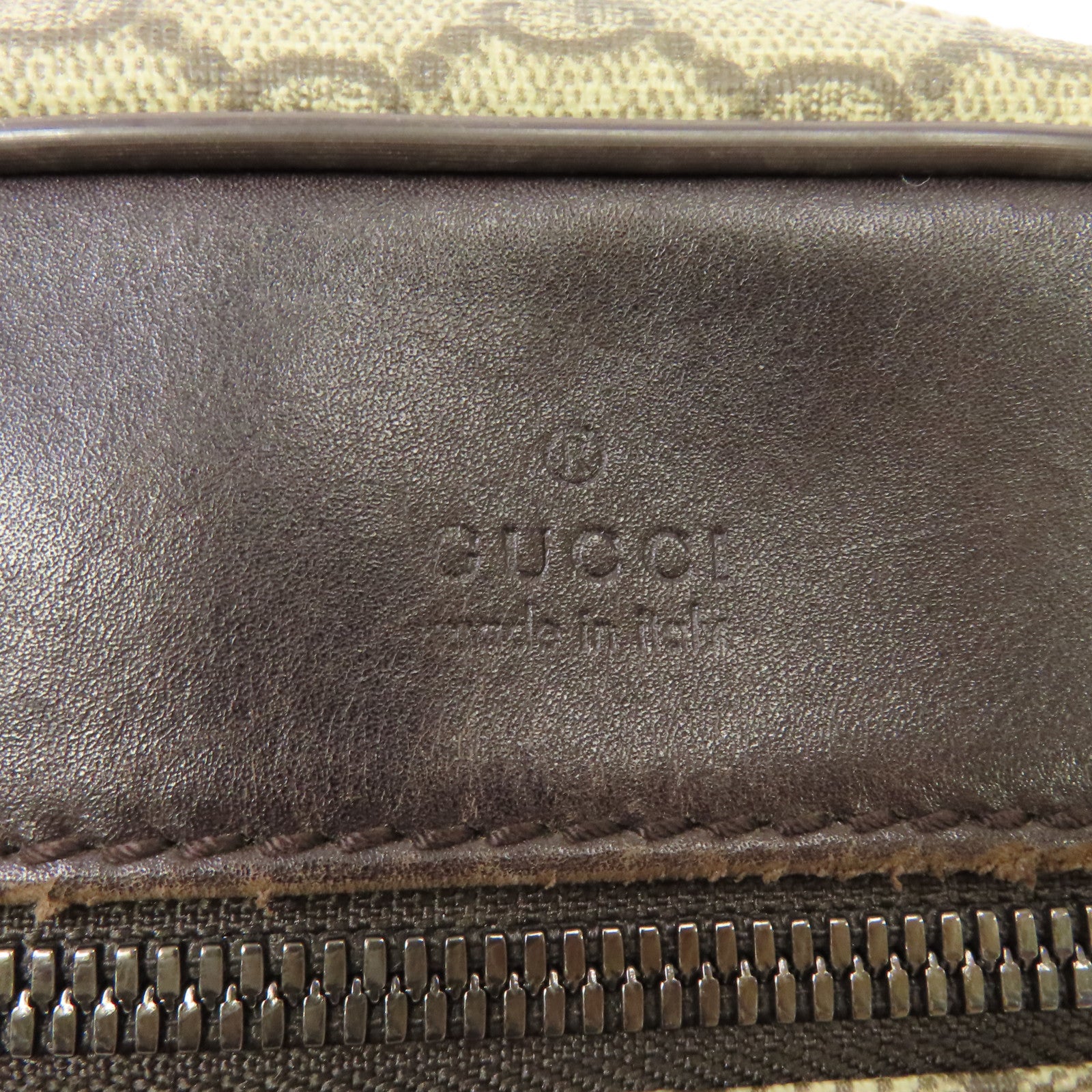 GUCCI 塗層帆布Shoulder Bag銀扣肩背袋啡色