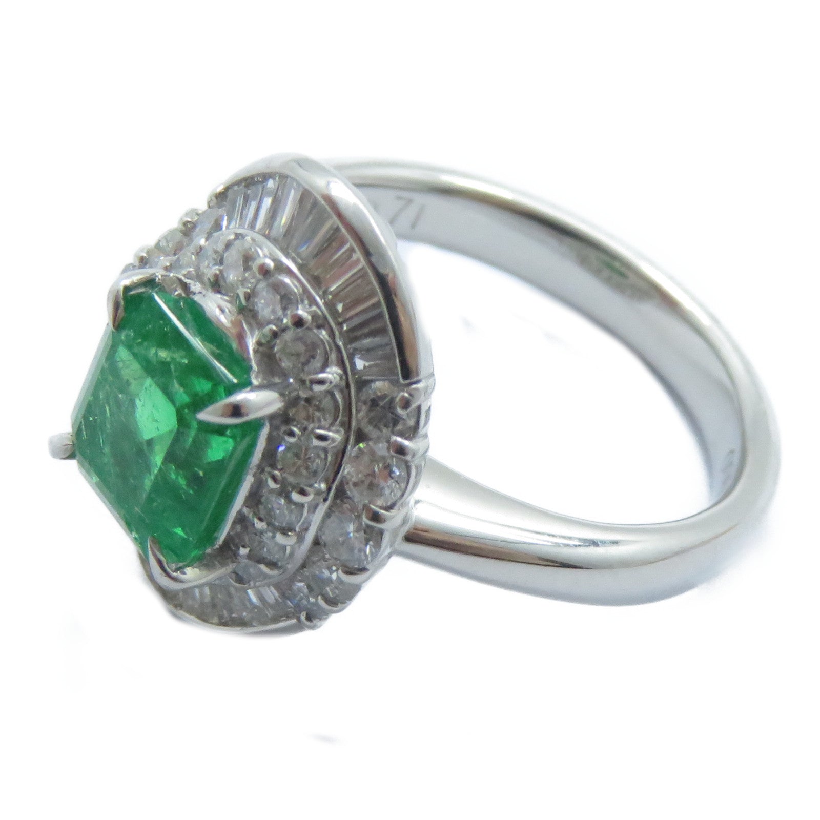 JEWELRY 【激減優惠】PT900鉑金Emerald Diamond Ring 1.39ct綠寶石/0.71ct鑽石戒指US#5