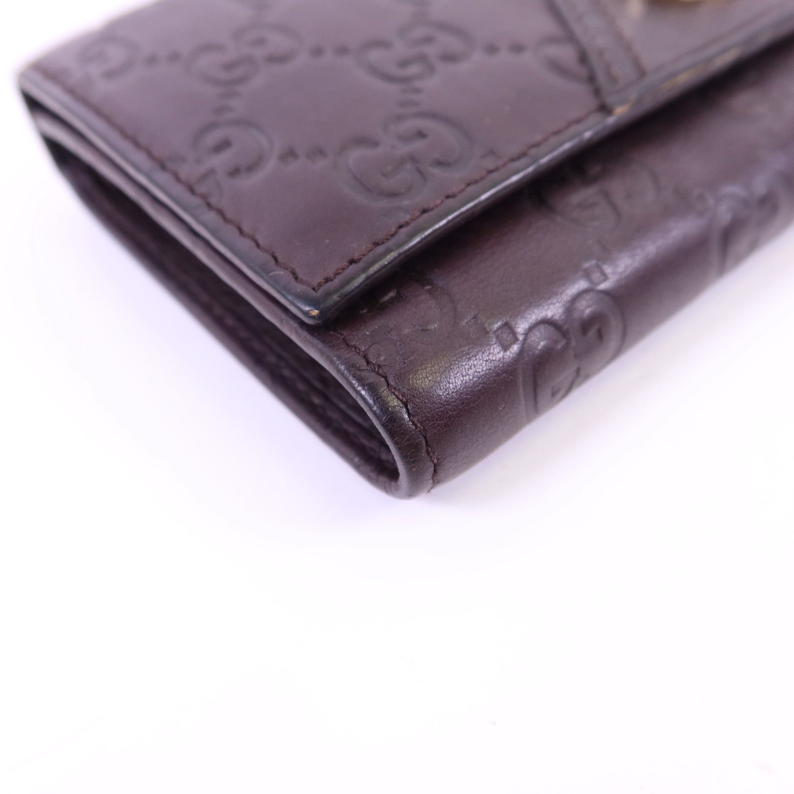 GUCCI 【激減優惠】牛皮皮革GG Trifold Wallet金扣錢包