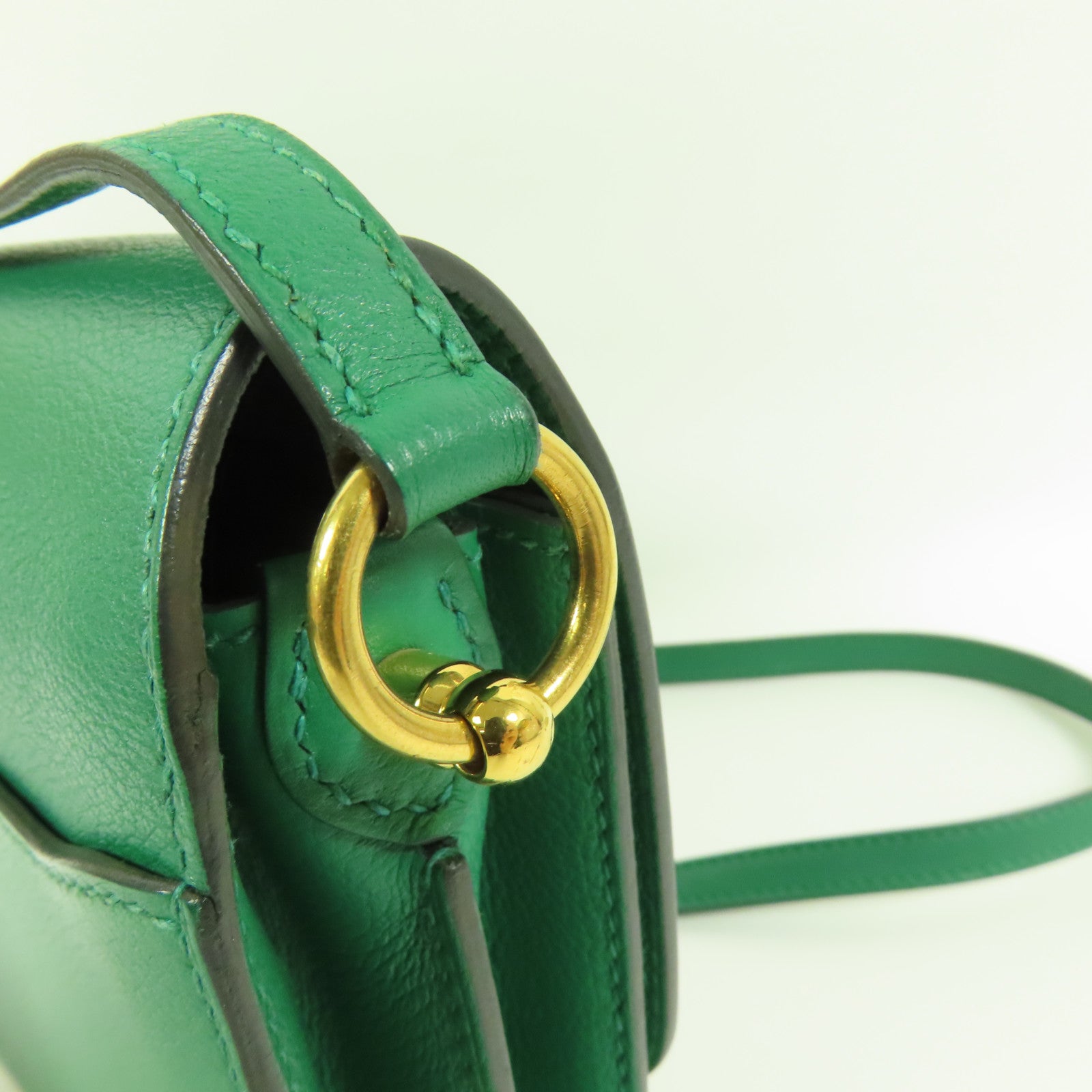 HERMES Clemence皮革Mini Roulis 金扣肩背袋Mentha