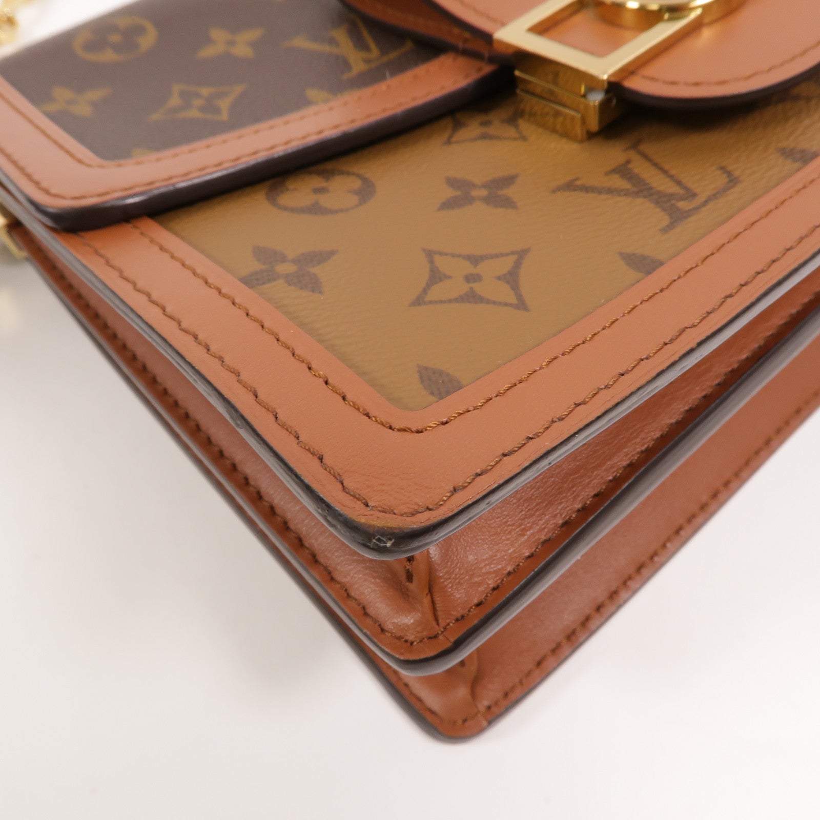 LOUIS VUITTON Monogram/Monogram Reverse Dauphine MM鏈帶手挽肩背兩用袋