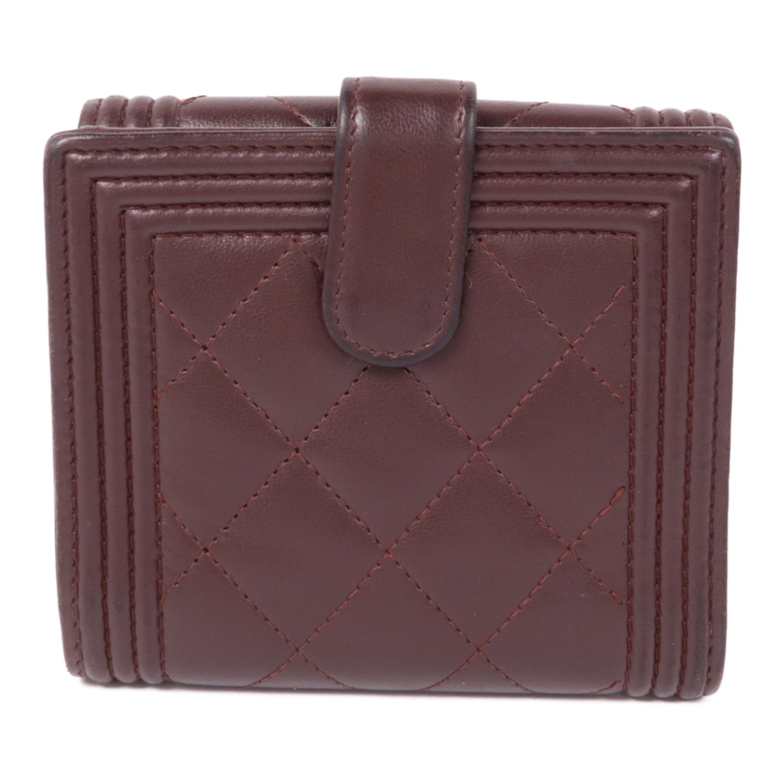 CHANEL 皮革Boy Wallet銀扣錢包