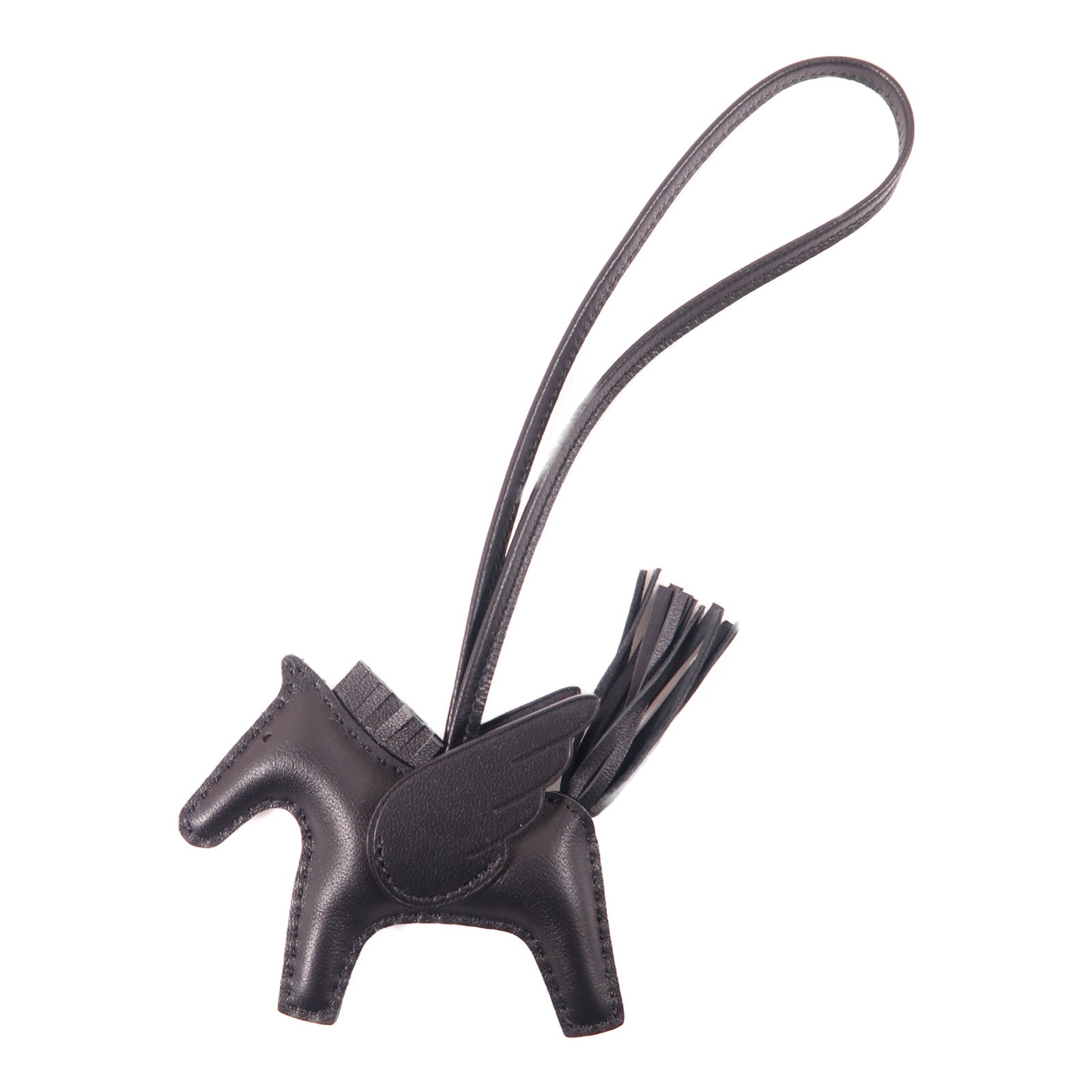 HERMES Swift皮革Rodeo Pegase PM Charm掛飾黑色