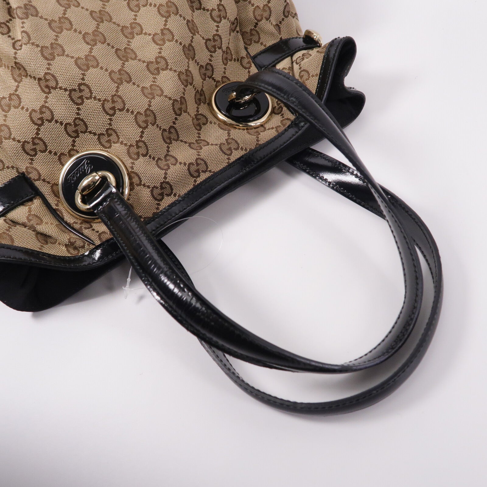 GUCCI 帆布/漆皮皮革Hand Bag手挽袋