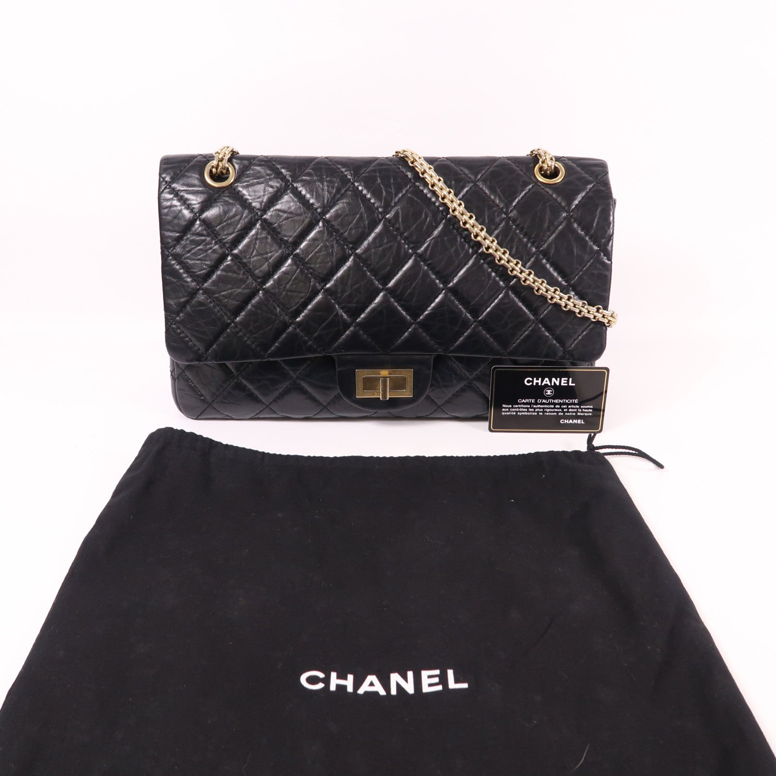 CHANEL 牛皮皮革2.55金扣鏈帶肩背袋