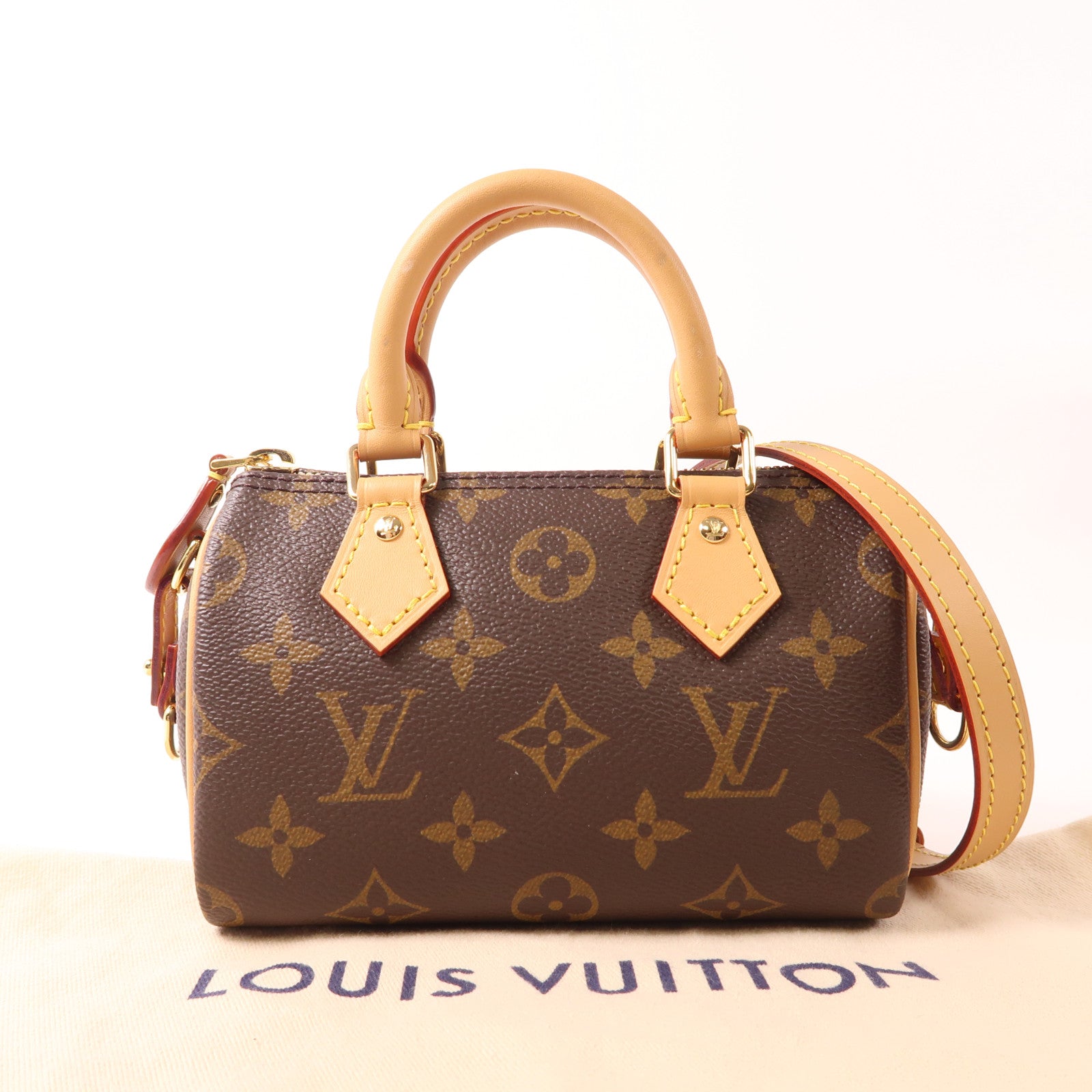 LOUIS VUITTON Monogram Nano Speedy金扣手挽肩背兩用袋