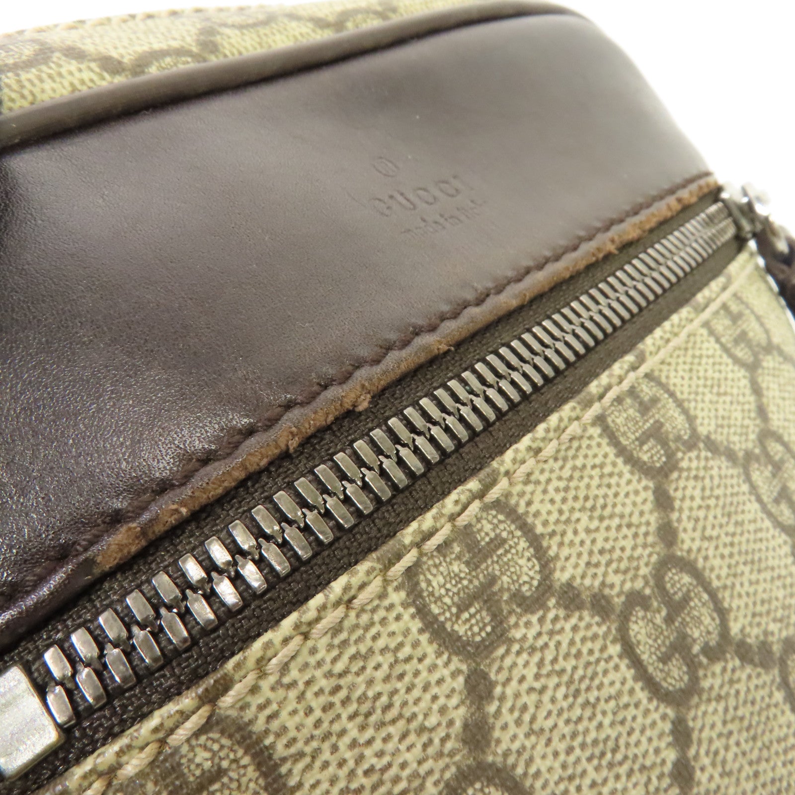 GUCCI 塗層帆布Shoulder Bag銀扣肩背袋啡色