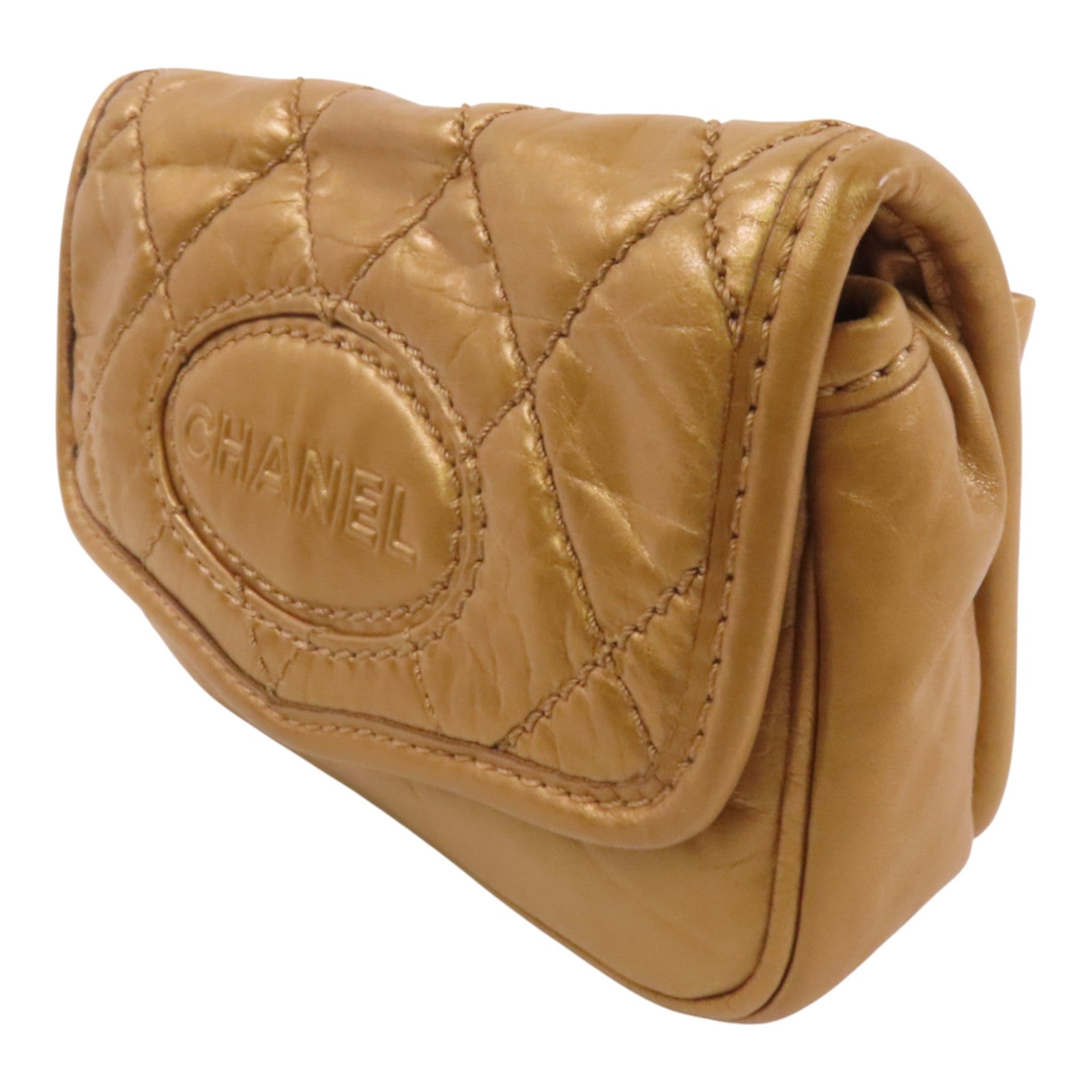 CHANEL 牛皮皮革Belt Bag銀扣腰包