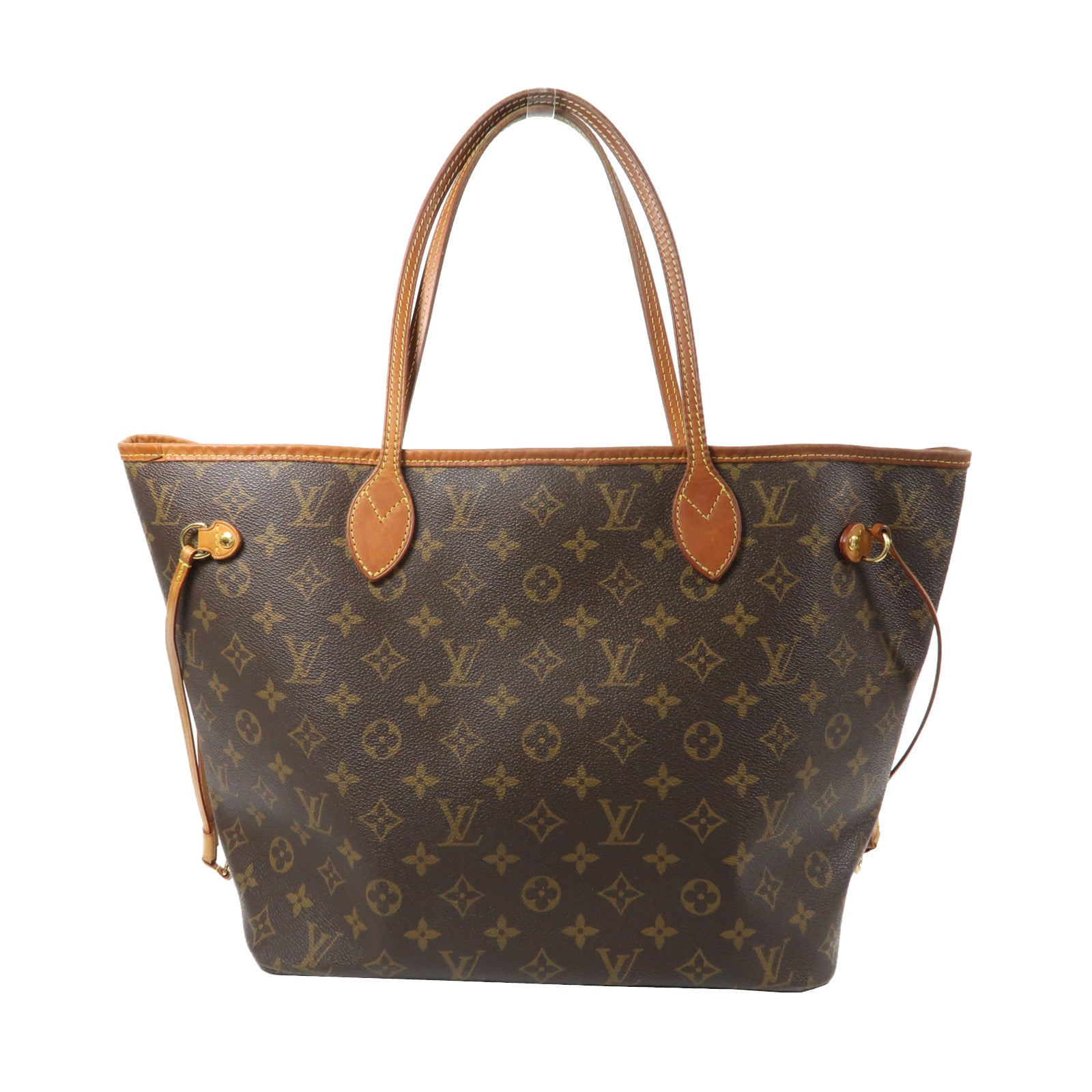 LOUIS VUITTON Monogram Neverfull MM金扣手挽袋啡色