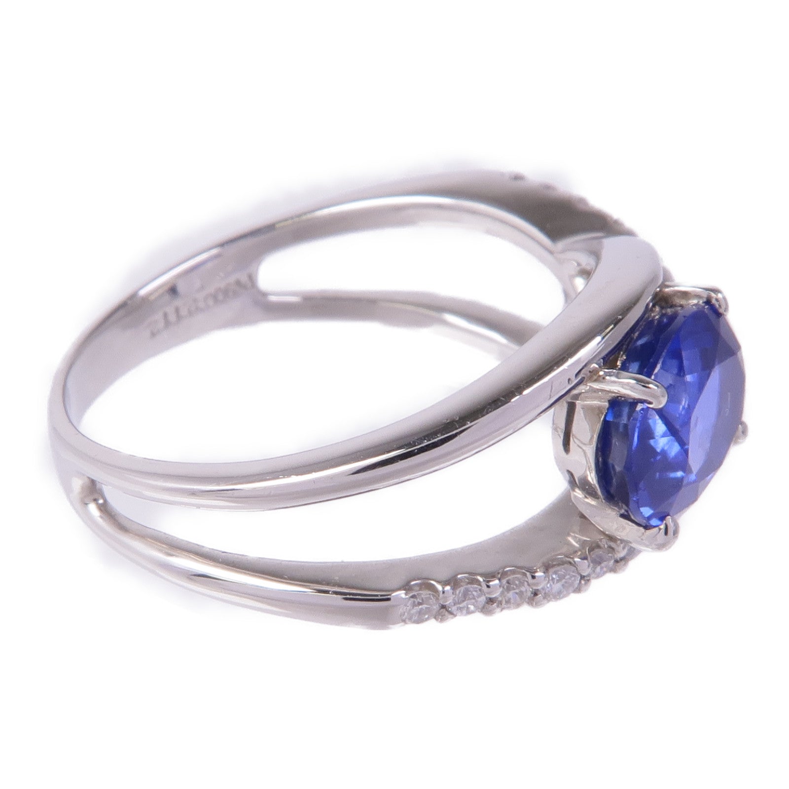 JEWELRY PT900鉑金Sapphire Diamond Ring藍寶石/鑽石戒指US#7.5