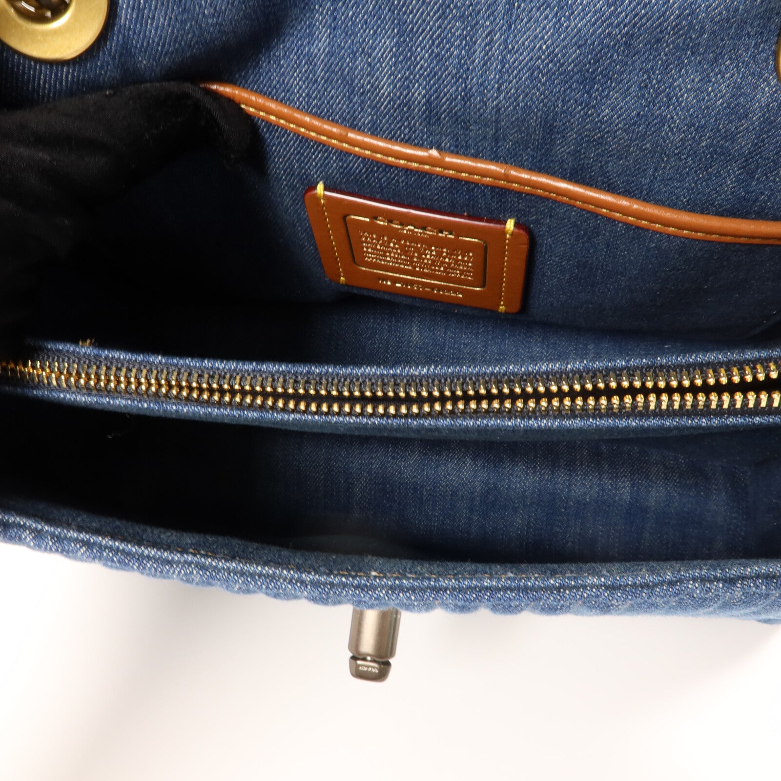 COACH 牛仔布料Chain Shoulder Bag鏈帶肩背袋