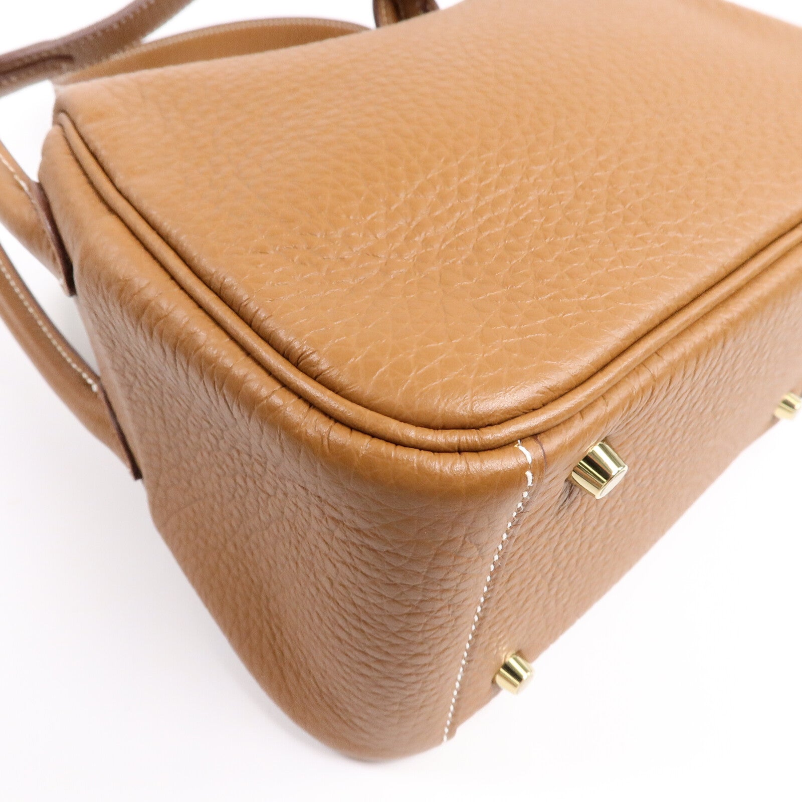 HERMES Clemence皮革Mini Lindy手挽肩背兩用袋Gold