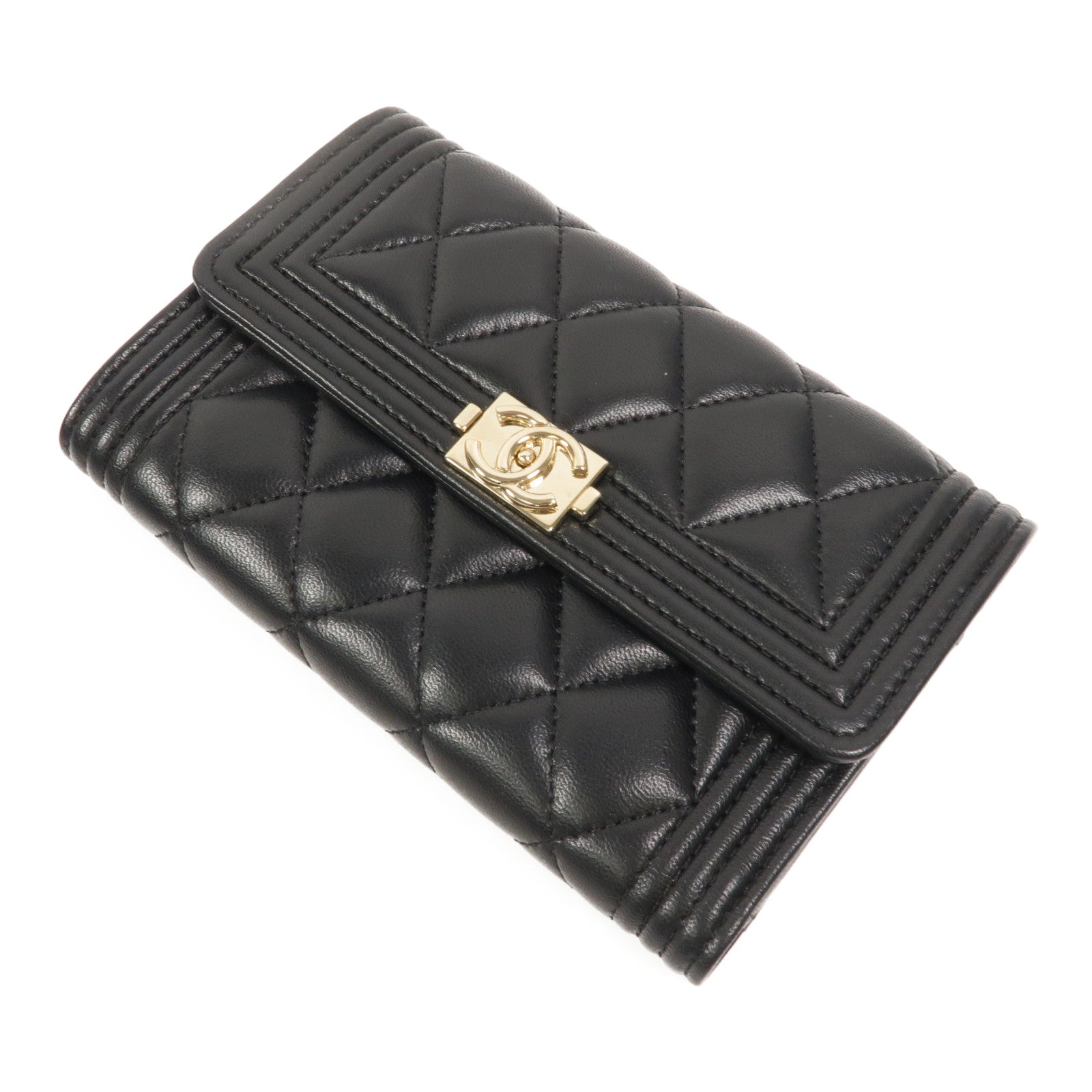 CHANEL 羊皮皮革Boy Wallet長錢包