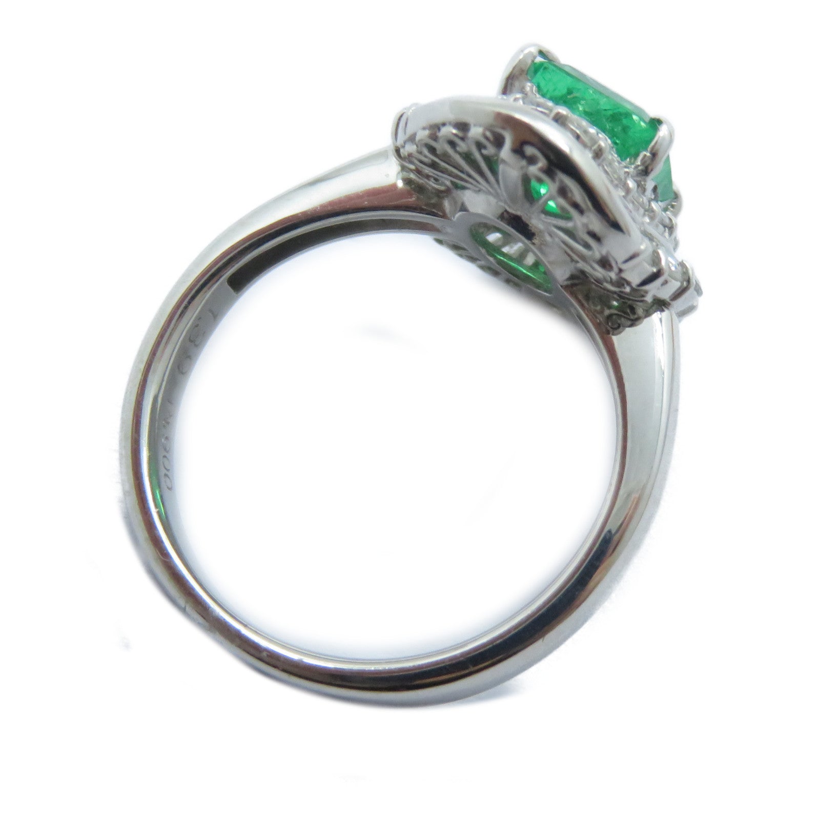 JEWELRY 【激減優惠】PT900鉑金Emerald Diamond Ring 1.39ct綠寶石/0.71ct鑽石戒指US#5