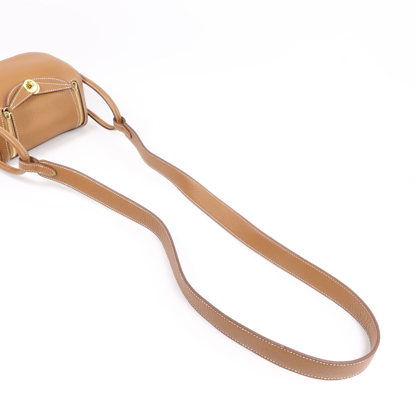 HERMES Clemence皮革Mini Lindy手挽肩背兩用袋Gold