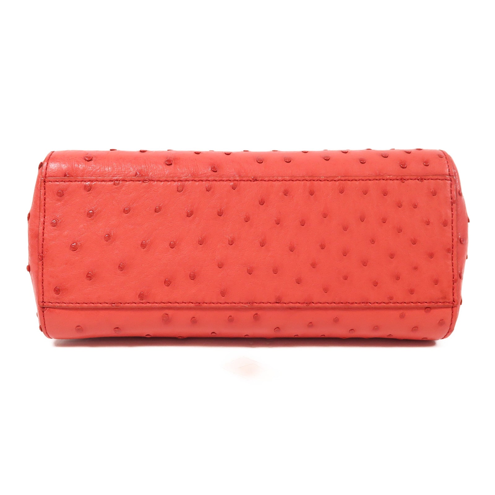 FENDI 鴕鳥皮革Peekaboo金扣手挽肩背兩用袋