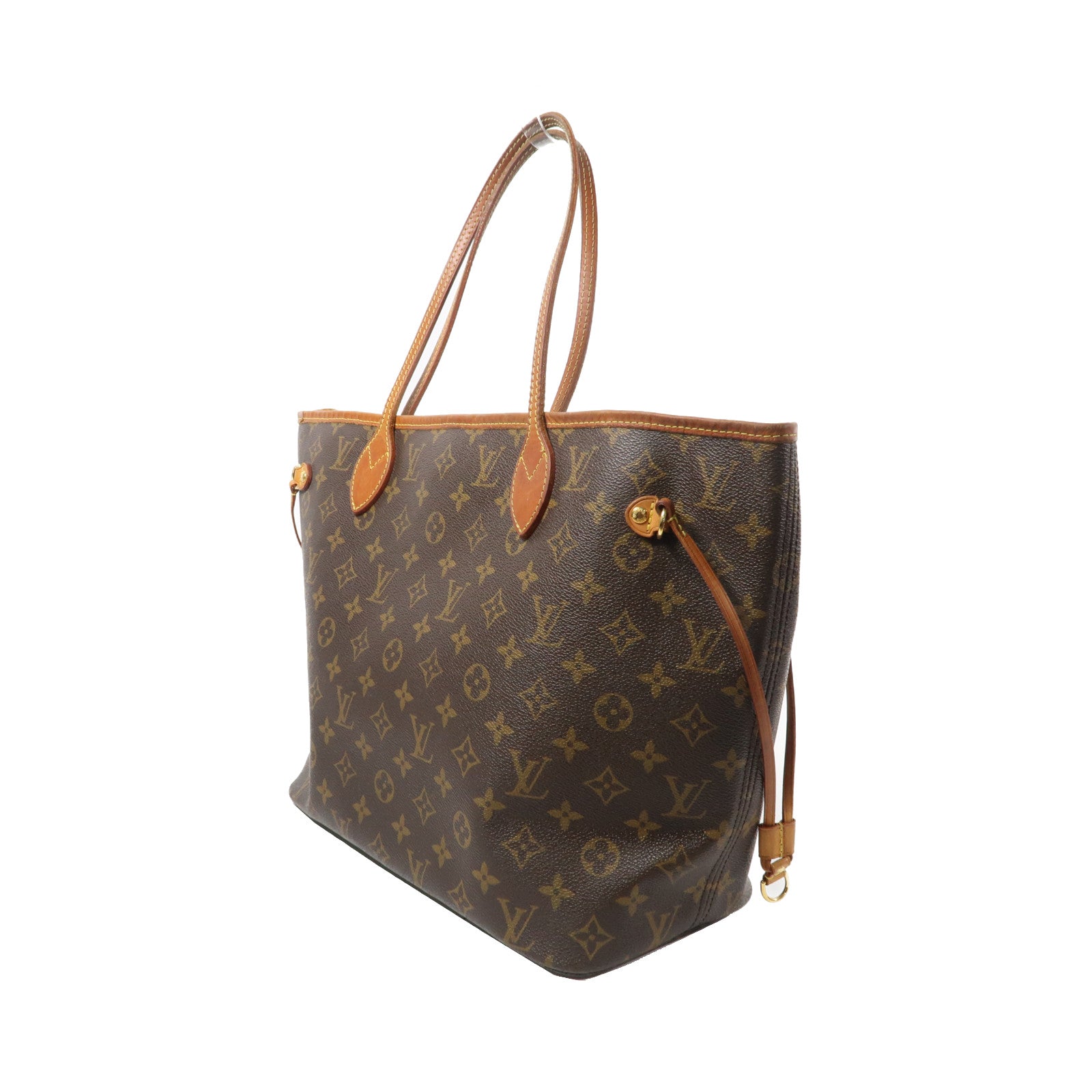 LOUIS VUITTON Monogram Neverfull MM金扣手挽袋啡色