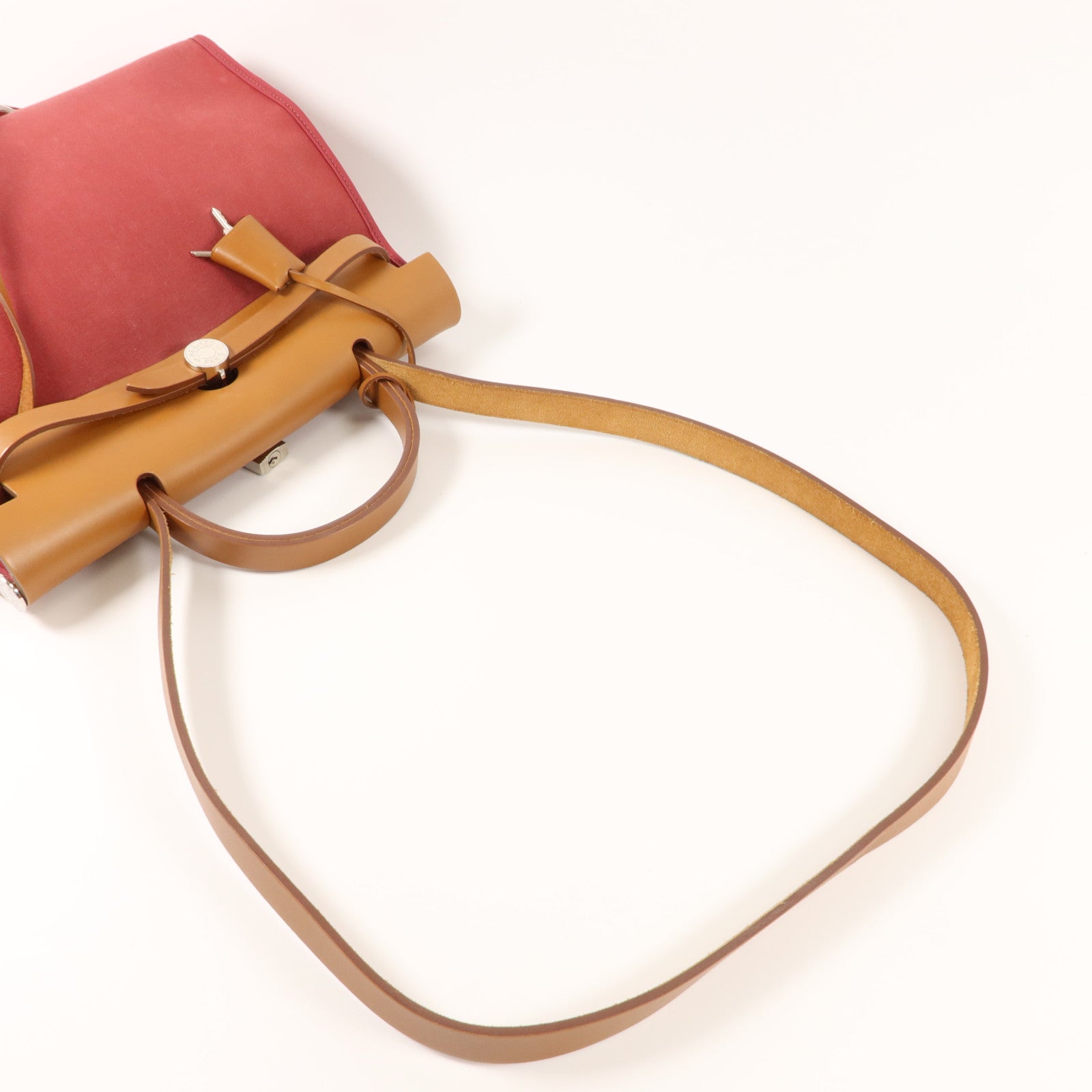HERMES 帆布Herbag PM手挽肩背兩用袋Rubis/Fauve