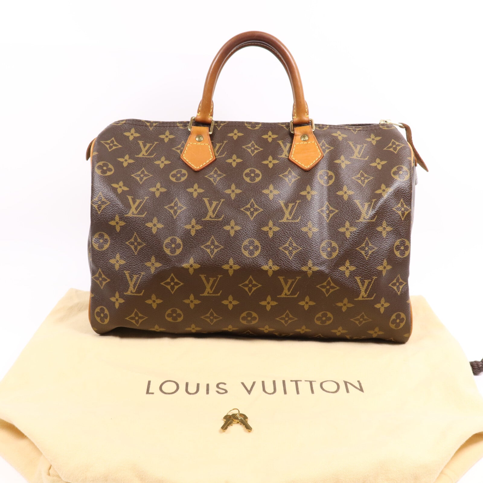 LOUIS VUITTON Monogram Speedy 35金扣手挽袋