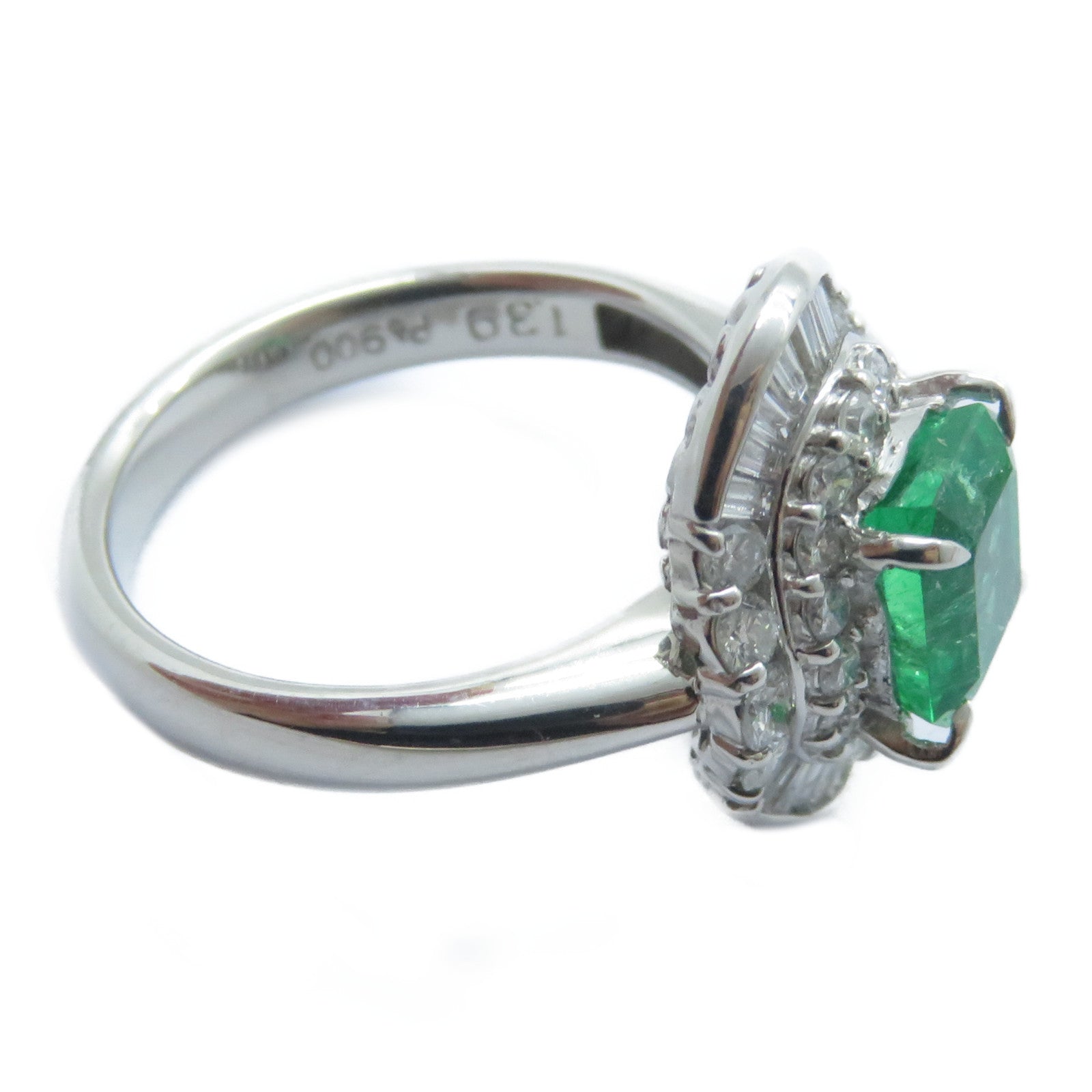 JEWELRY 【激減優惠】PT900鉑金Emerald Diamond Ring 1.39ct綠寶石/0.71ct鑽石戒指US#5