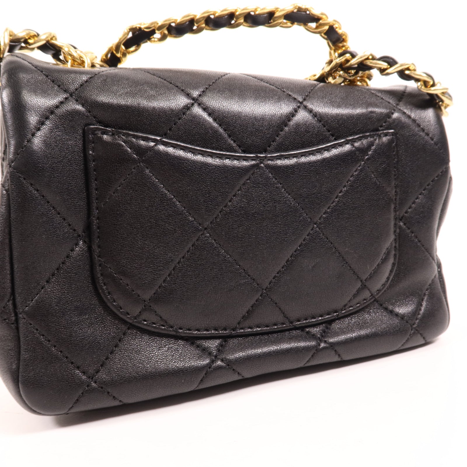 CHANEL 羊皮皮革Chain Shoulder金扣手挽肩背兩用袋