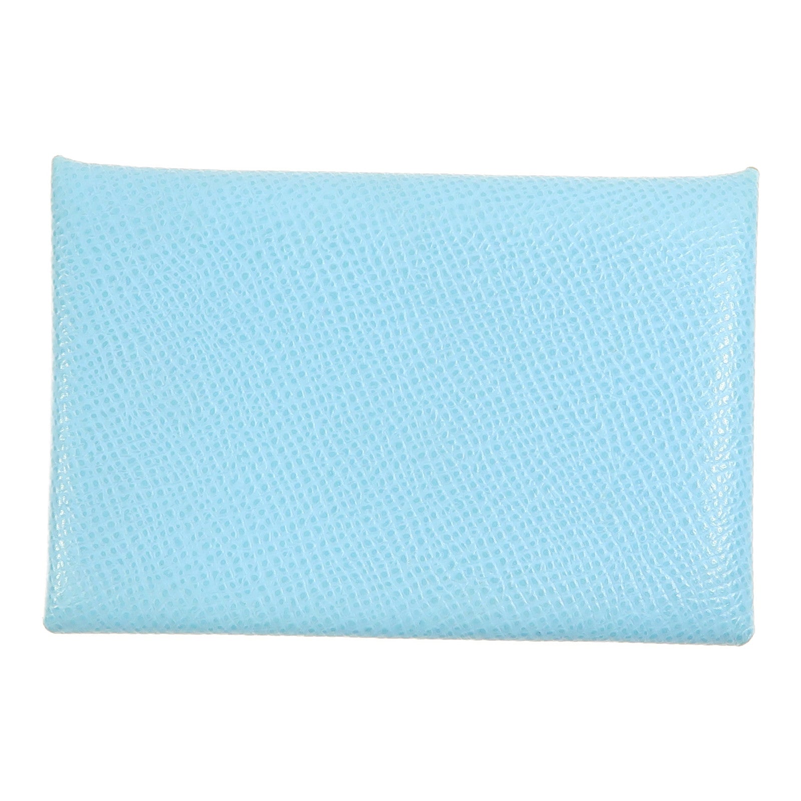 HERMES Epsom皮革Calvi銀扣卡片套Bleu Aztec淺藍色