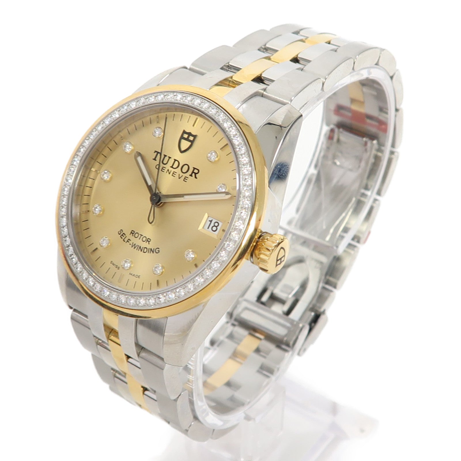 TUDOR Glamour Date不鏽鋼/18K黃金手錶自動機芯金色