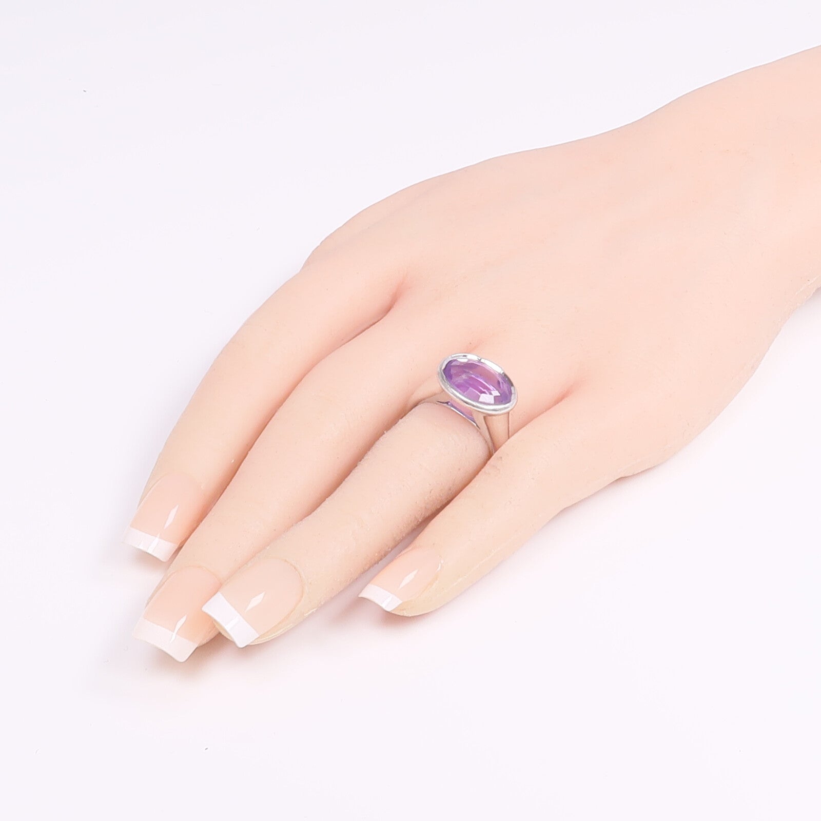 JEWELRY 18K白金Amethyst Ring紫晶戒指US#7