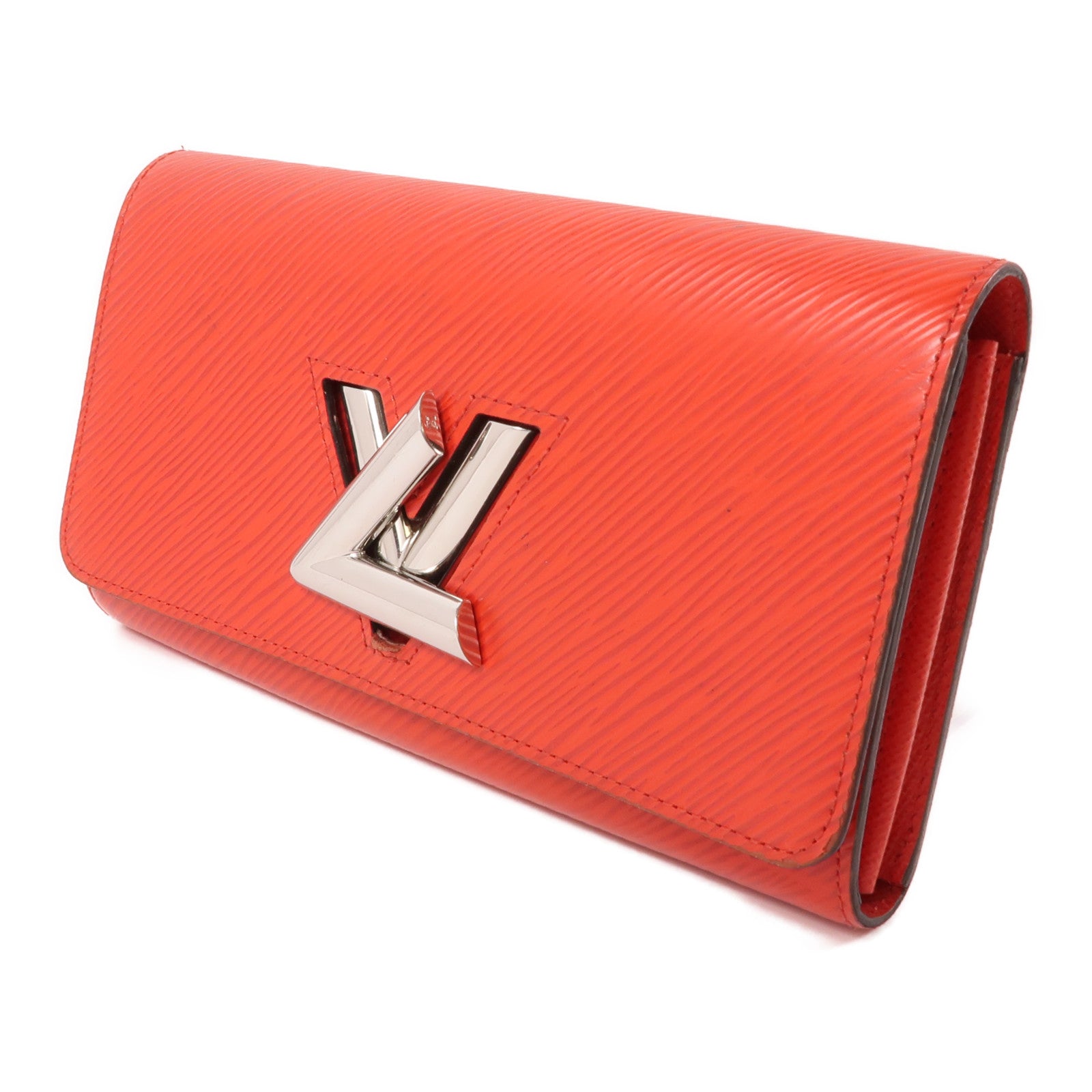 LOUIS VUITTON Epi Portefeuille Twist銀扣長錢包紅色