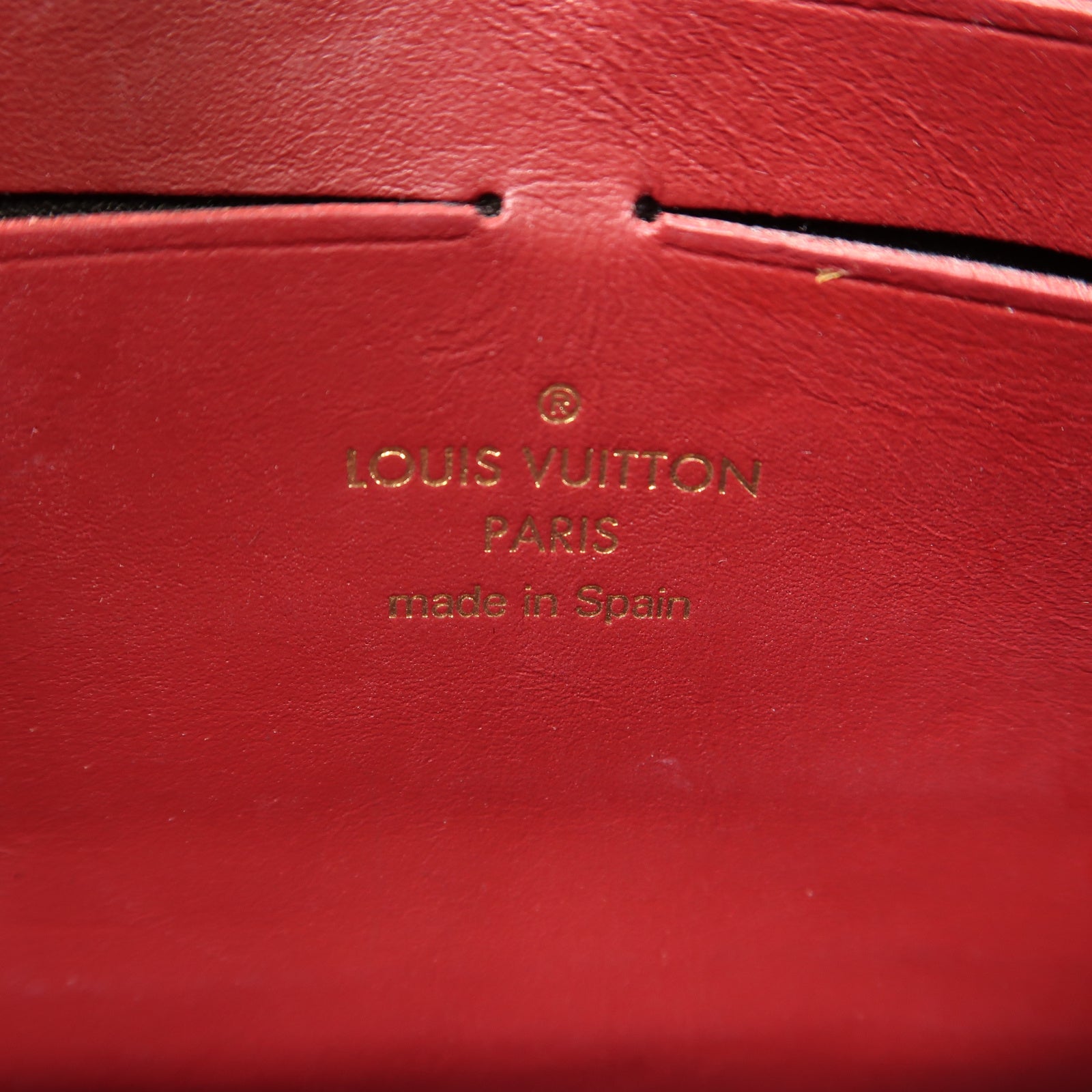 LOUIS VUITTON Damier Vavin WOC金扣鏈帶肩背袋啡色/紅色