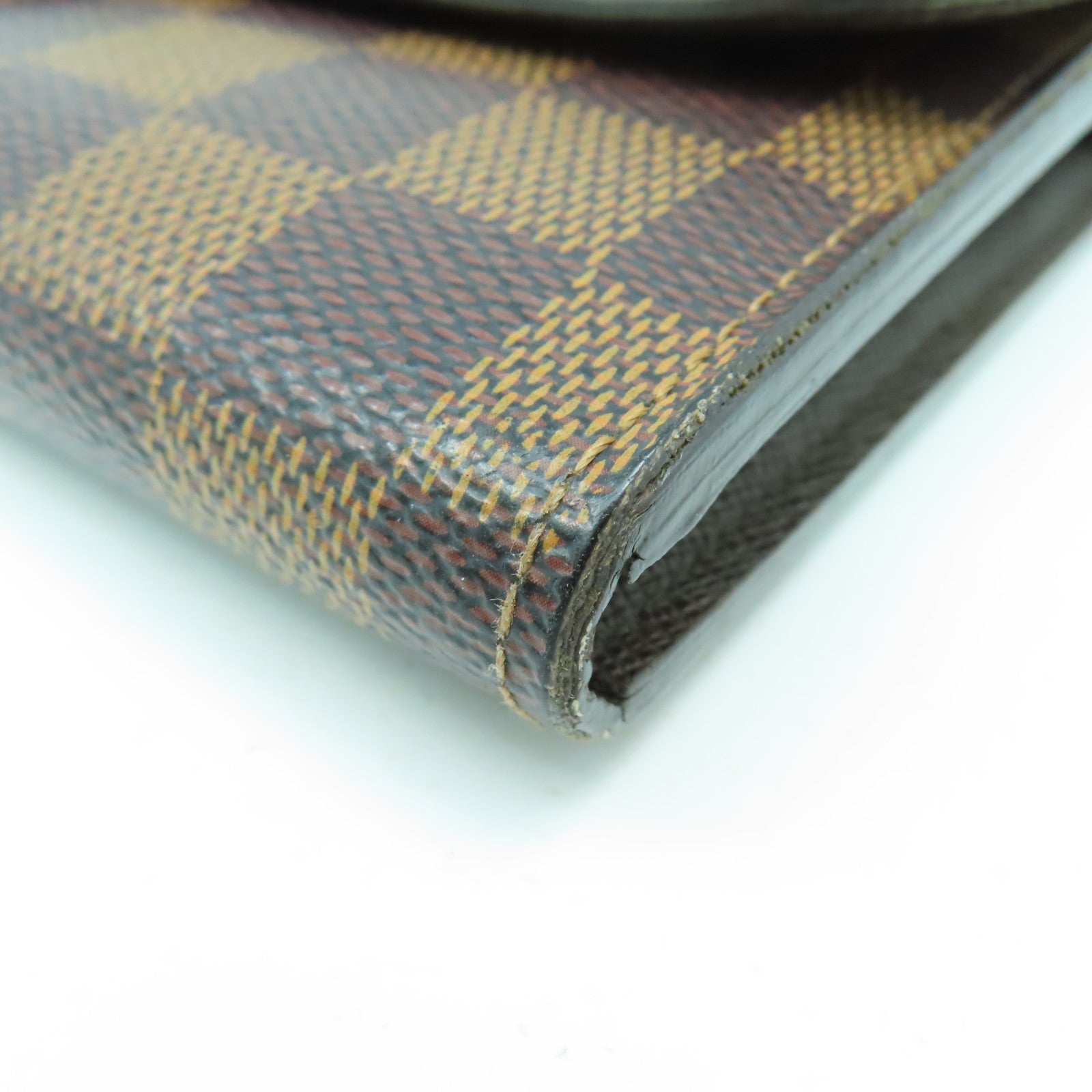 LOUIS VUITTON 【清倉大減價】Damier Ebene Portefeiulle Rose Berry金扣長錢包啡色