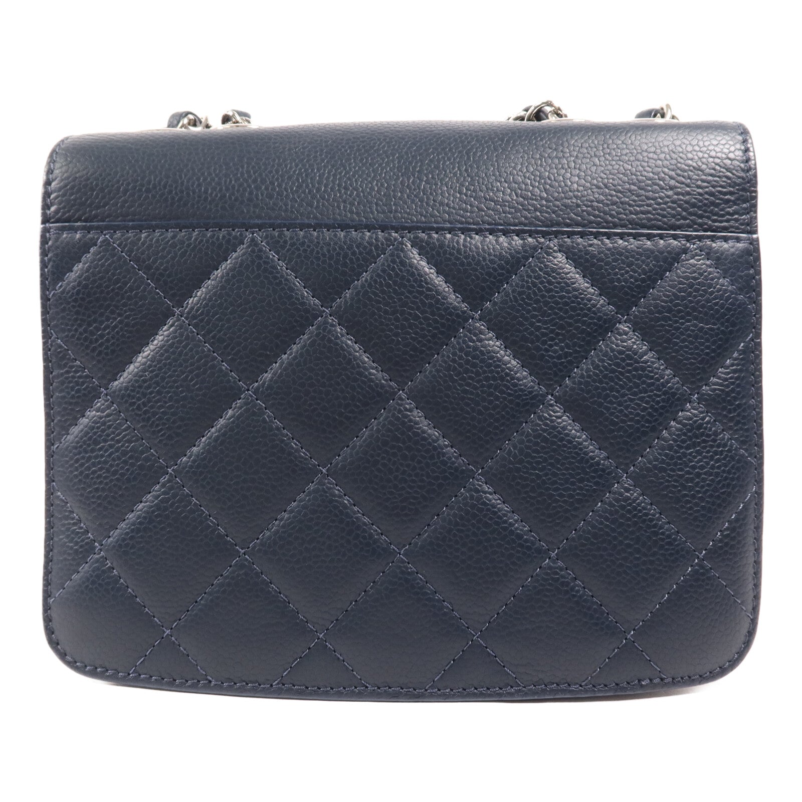 CHANEL 牛皮皮革Chain Shoulder銀扣鏈帶肩背袋
