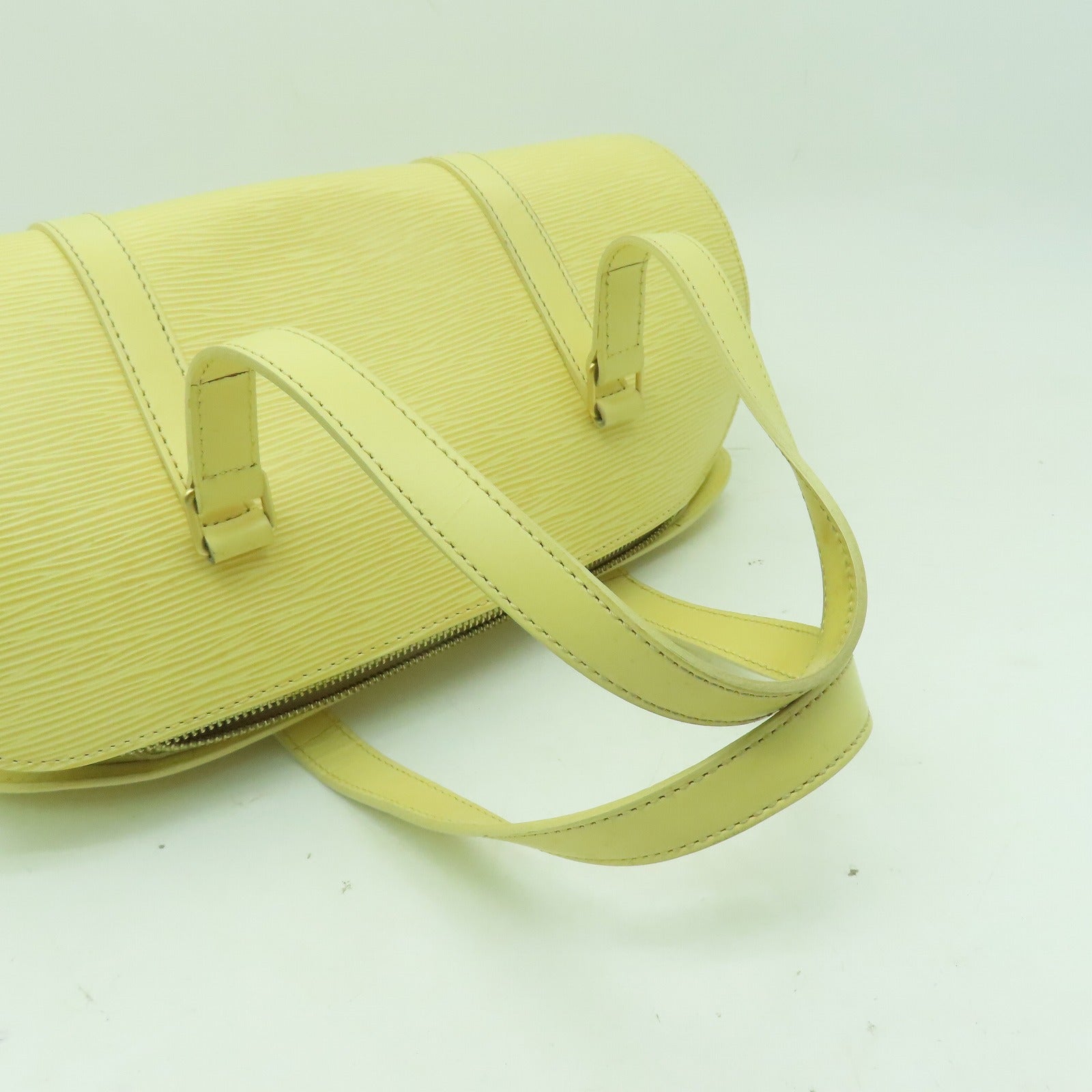 LOUIS VUITTON 【激減優惠】Epi Soufflot金扣手挽袋黃色