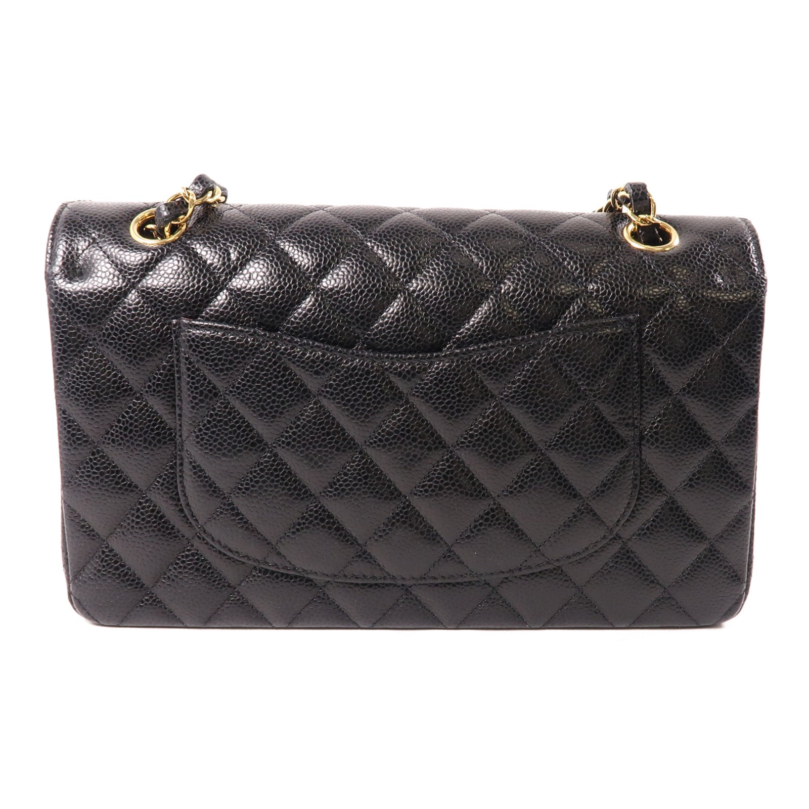 CHANEL 菱格牛皮皮革Classic 25金扣鏈帶肩背袋黑色