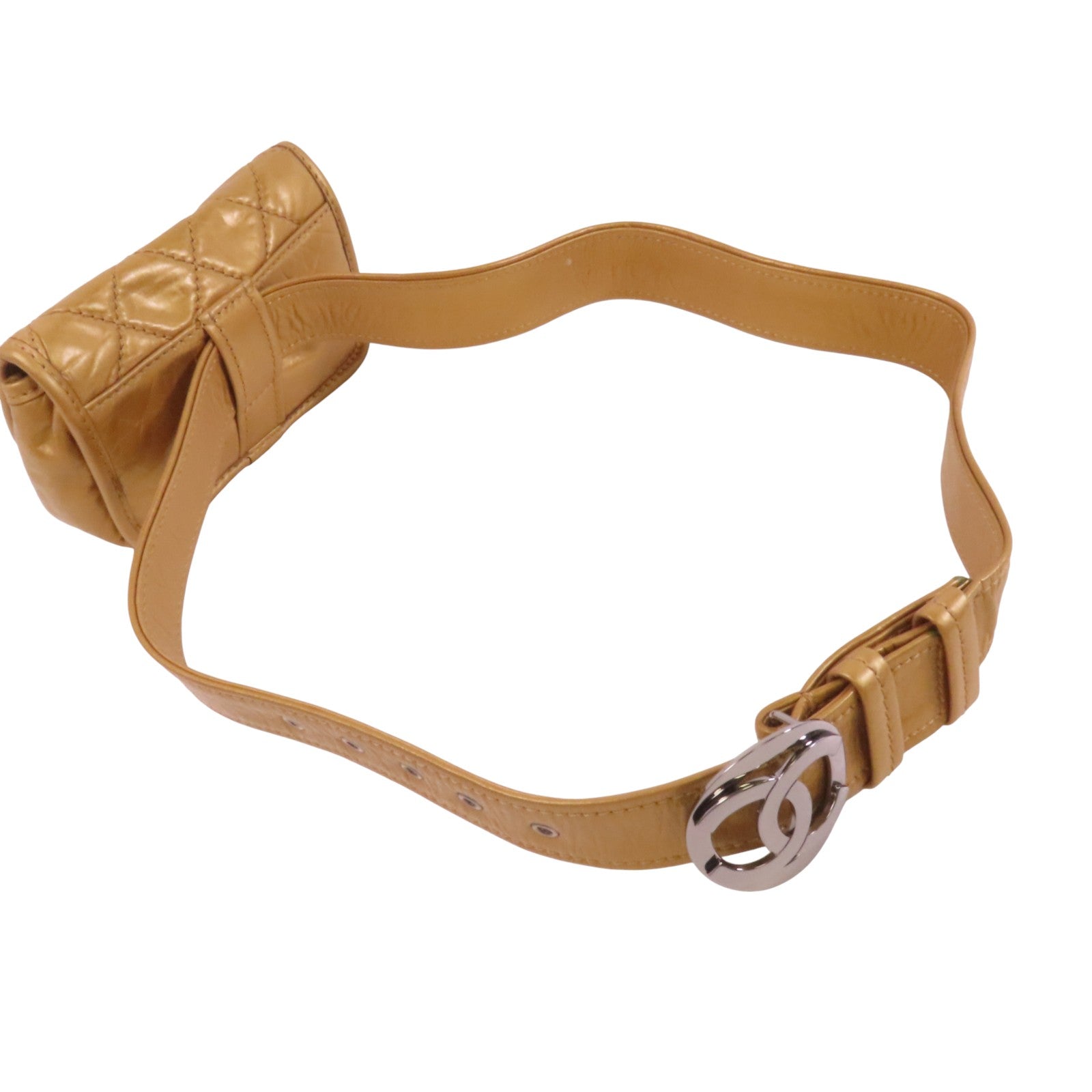 CHANEL 牛皮皮革Belt Bag銀扣腰包