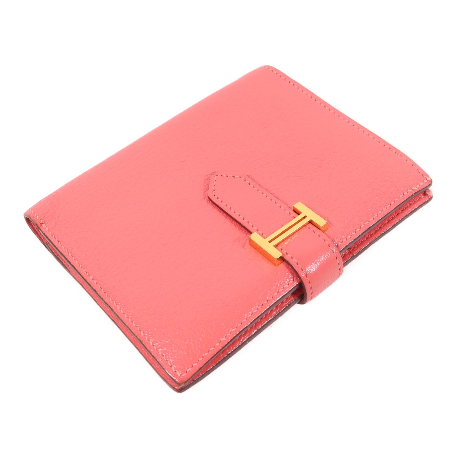 HERMES Chevre皮革Bearn Compact Wallet金扣錢包
