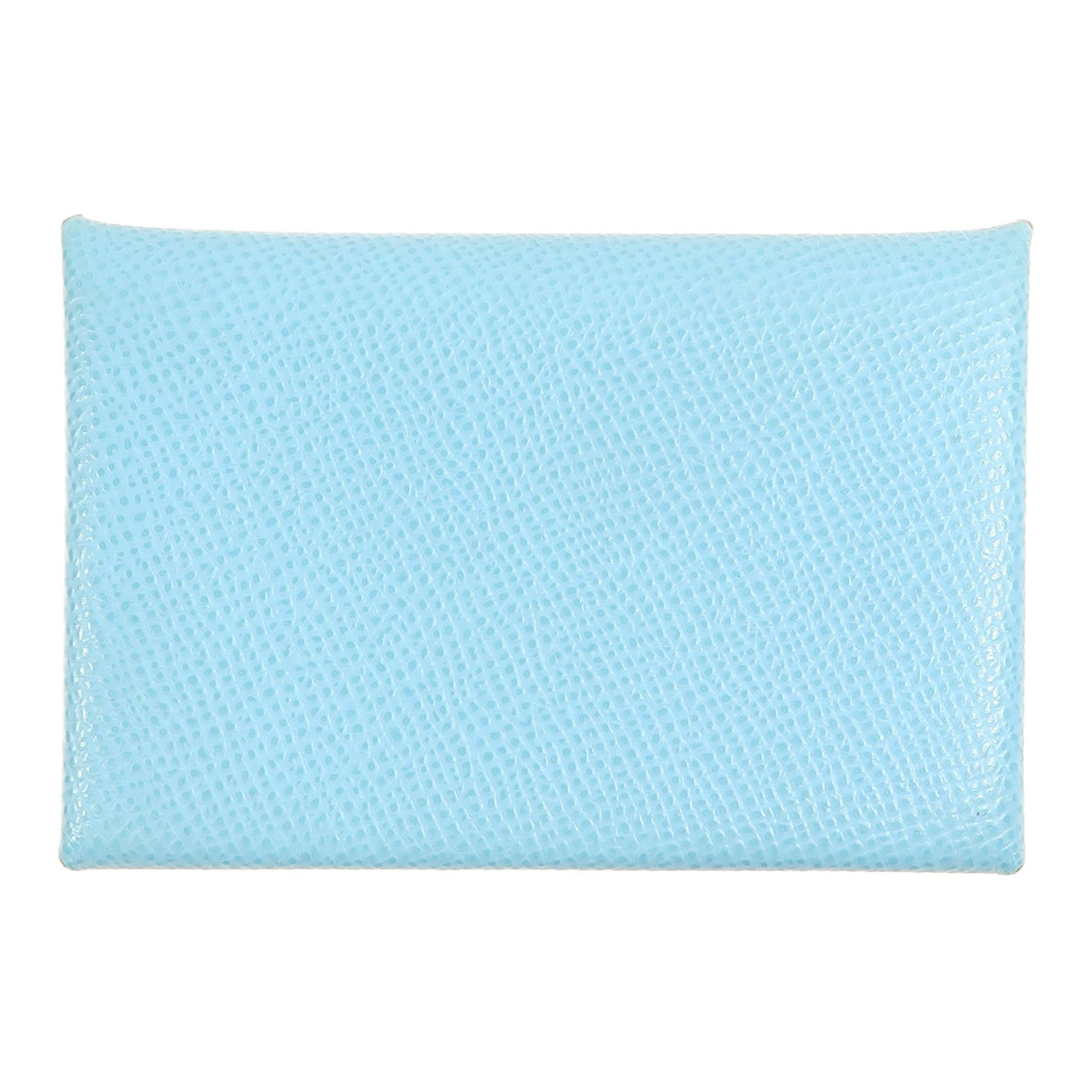 HERMES Epsom皮革Calvi銀扣卡片套Bleu Aztec淺藍色